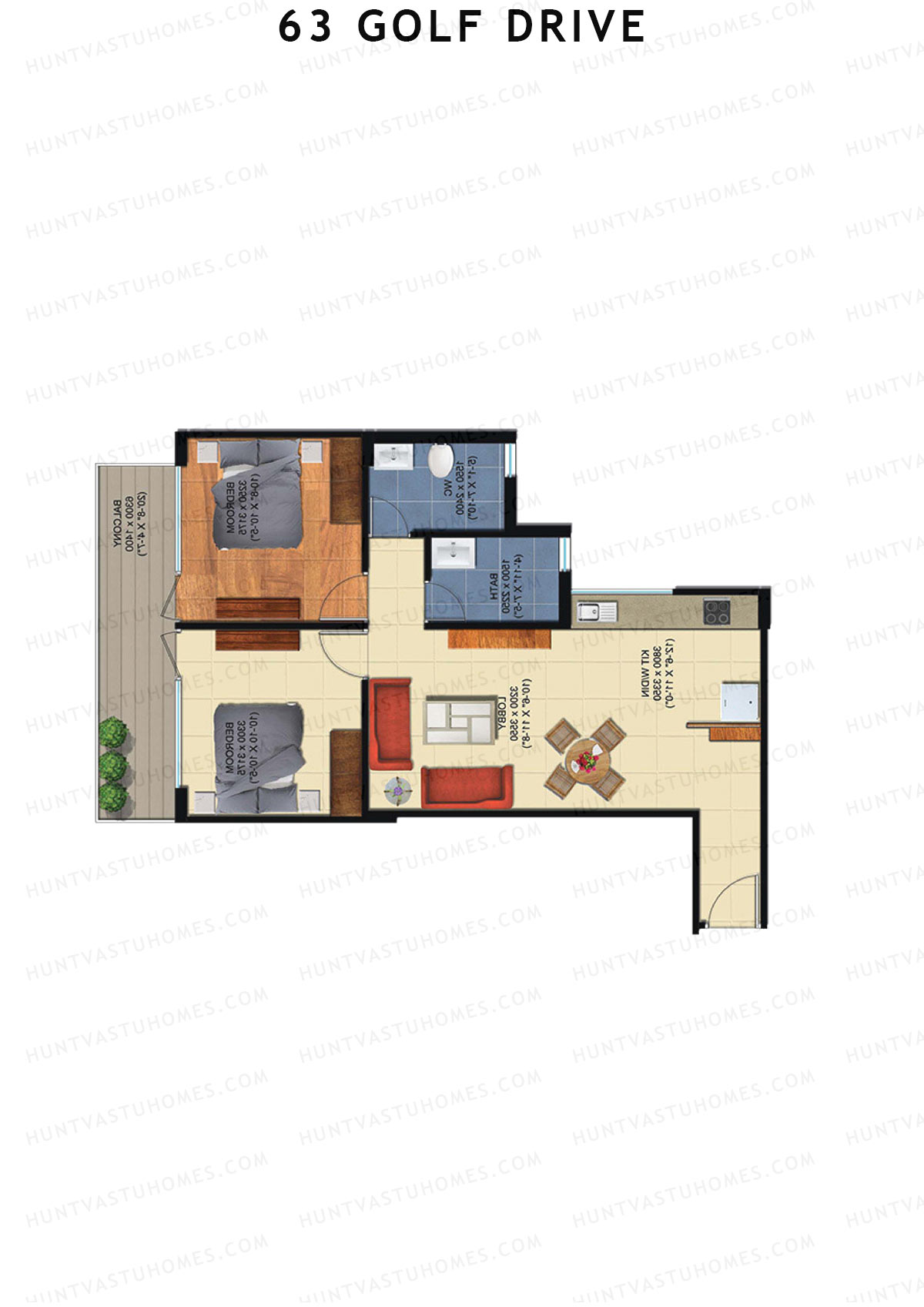 63 Golf Drive Tower F Unit 8 (Type 2A) Floor Plan