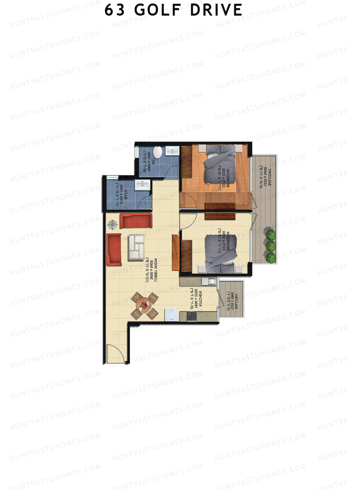 63 Golf Drive Tower G Unit 1 (Type 2B) Floor Plan