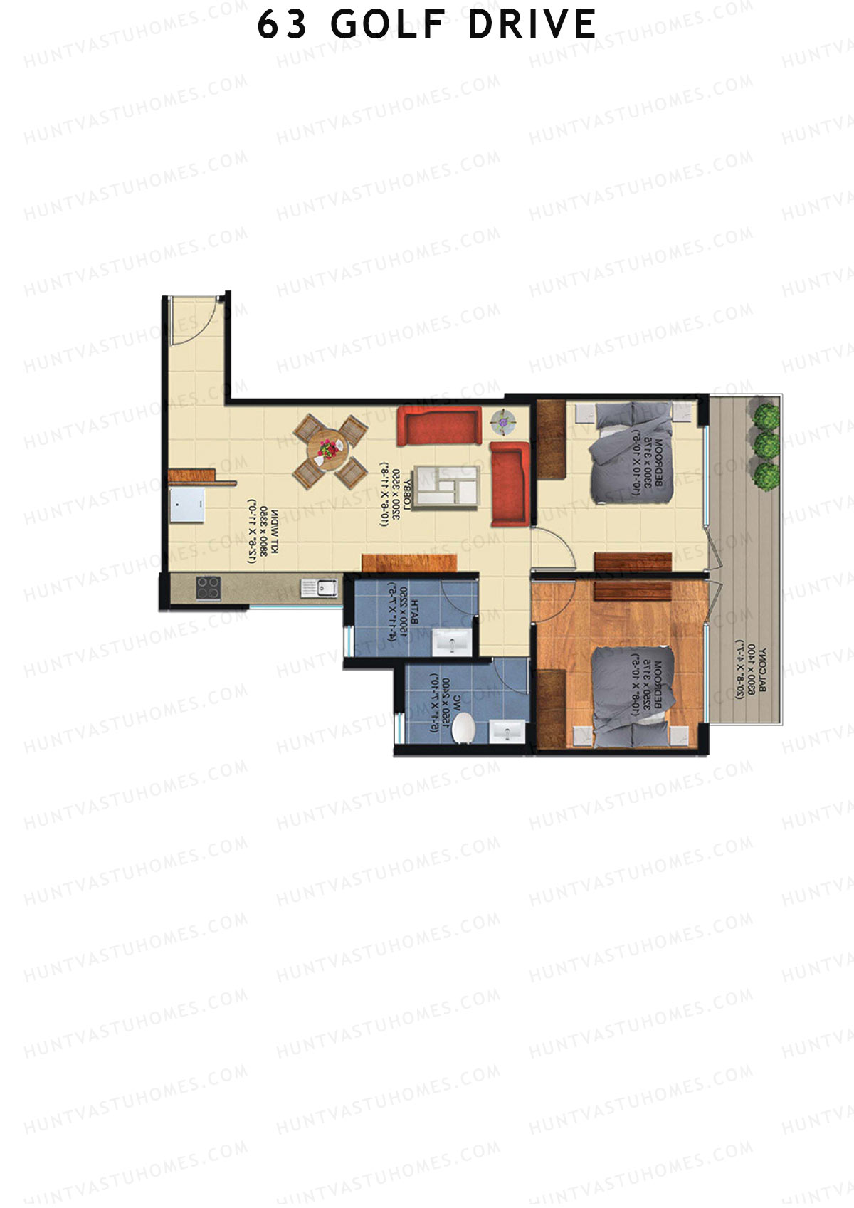 63 Golf Drive Tower G Unit 4 (Type 2A) Floor Plan