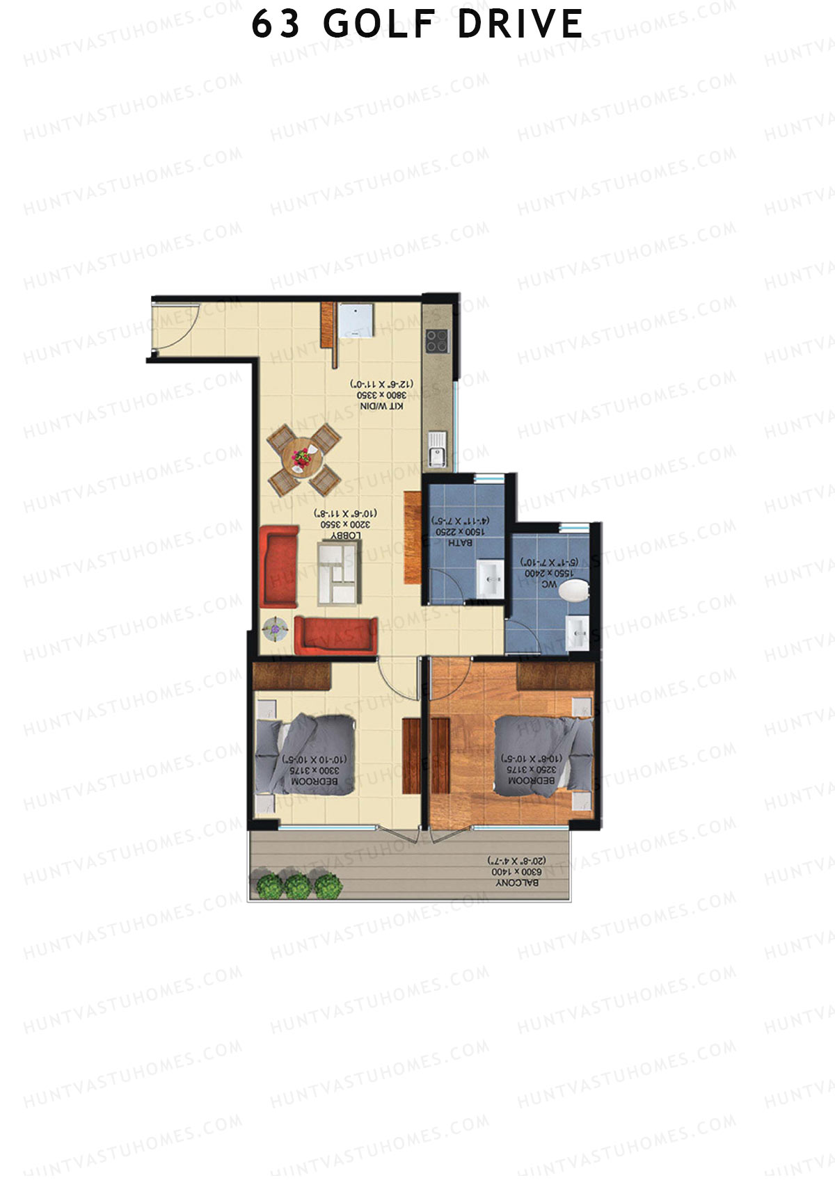 63 Golf Drive Tower H Unit 5 (Type 2A) Floor Plan