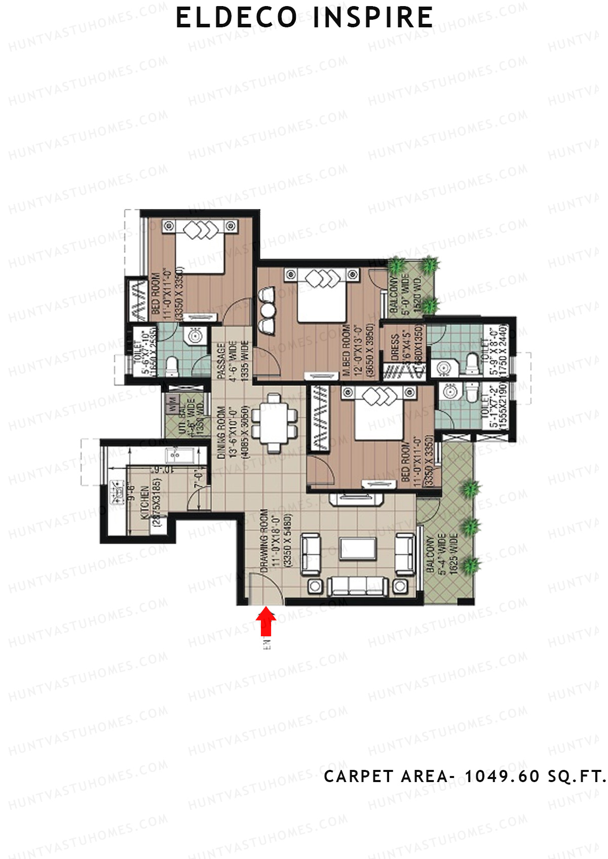Eldeco Inspire IN1 Unit 3 (Type N) Floor Plan