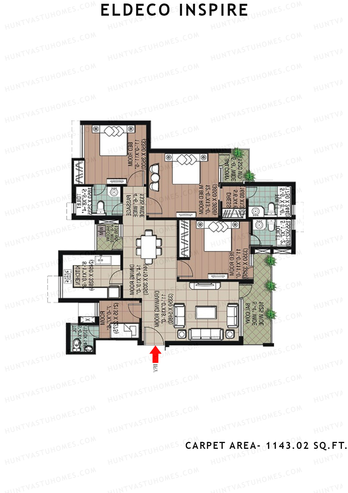 Eldeco Inspire IN4 Unit 3 (Type M) Floor Plan