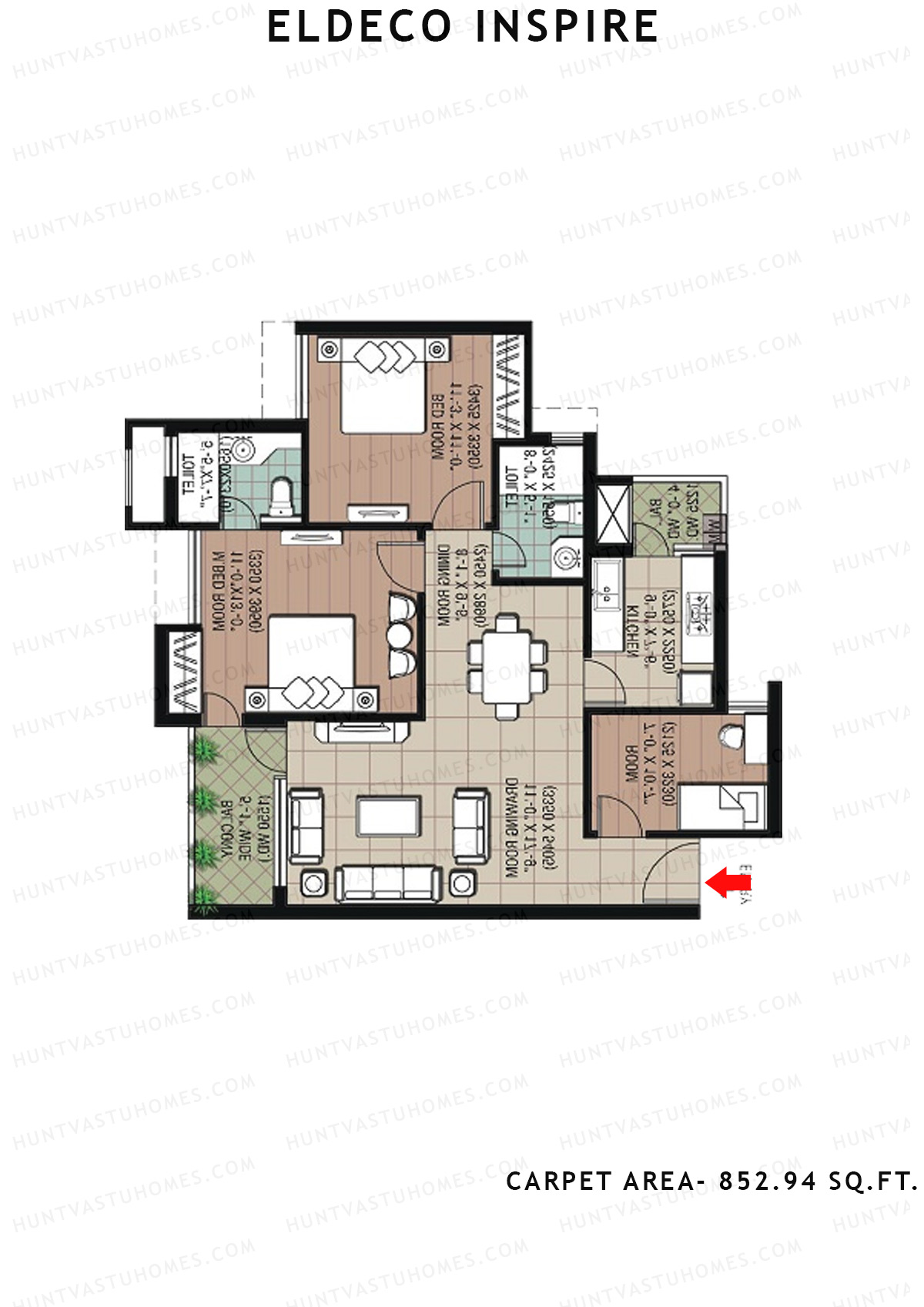 Eldeco Inspire IN1 Unit 2 (Type O) Floor Plan