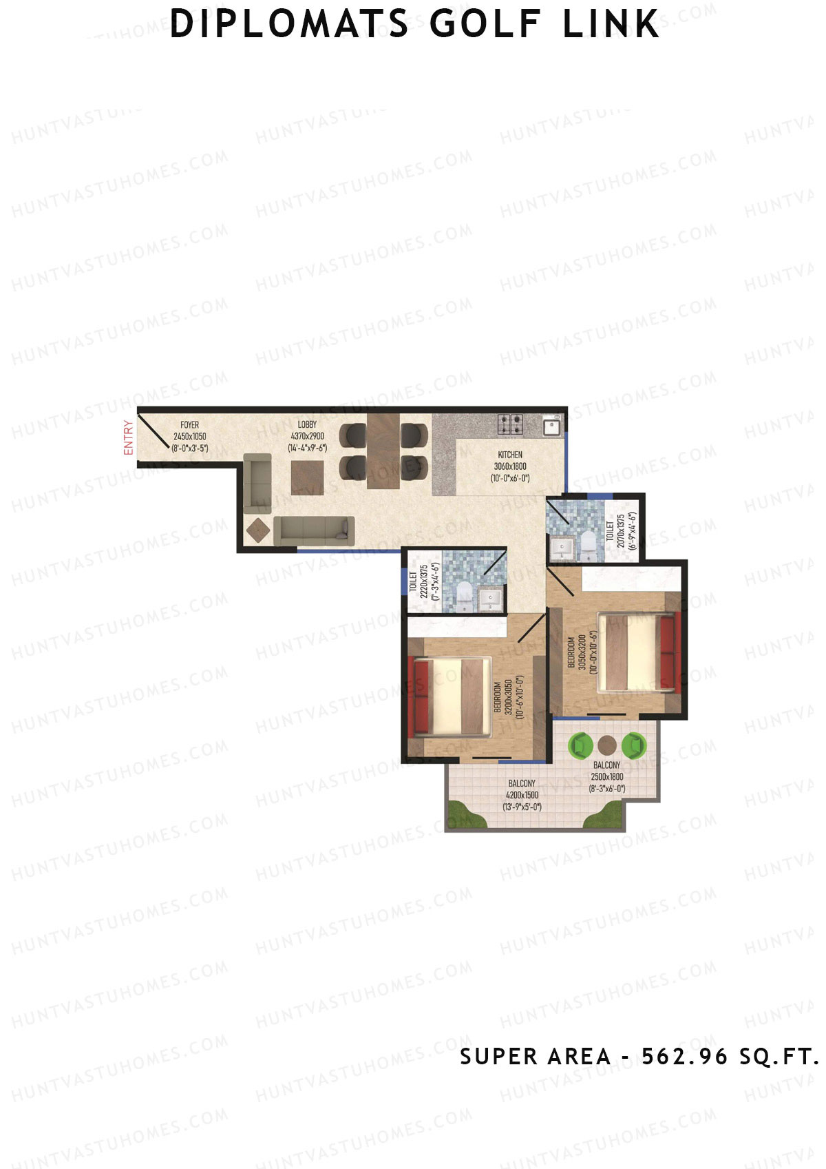 Diplomats Golf Link Tower 1 Unit 5 (Type 2BHK - 10) Floor Plan