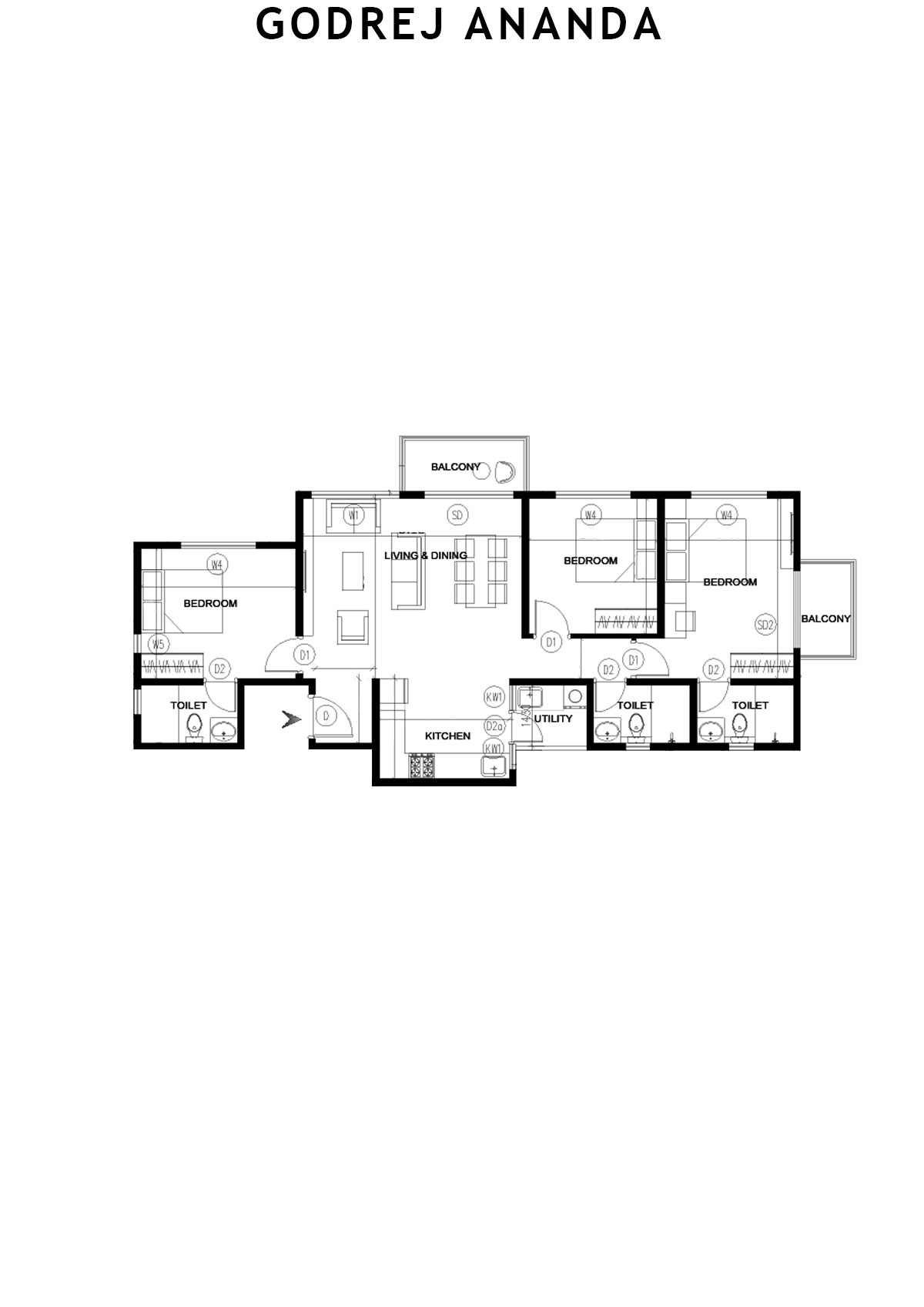 Godrej Ananda Tower 10 Unit 1 (Type 1) Floor Plan