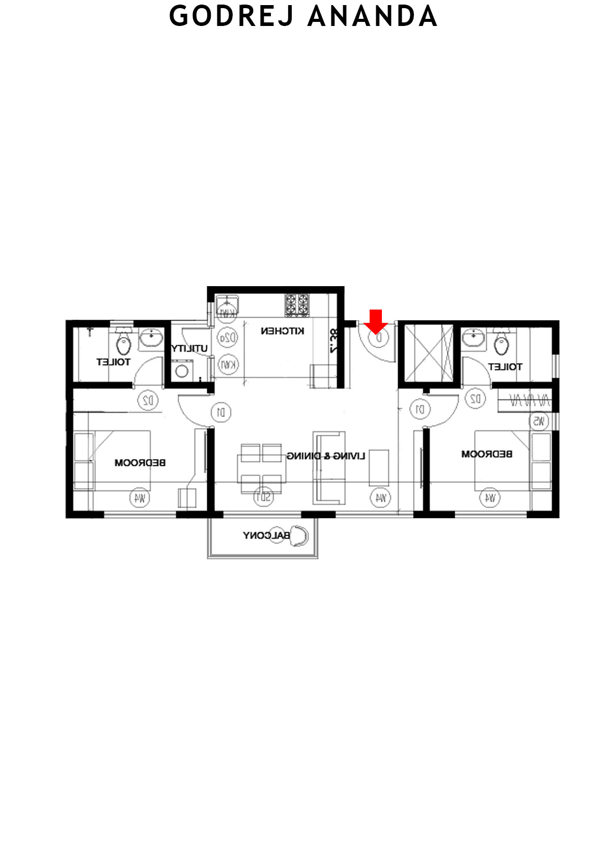 Godrej Ananda Tower 10 Unit 8 (Type 1) Floor Plan