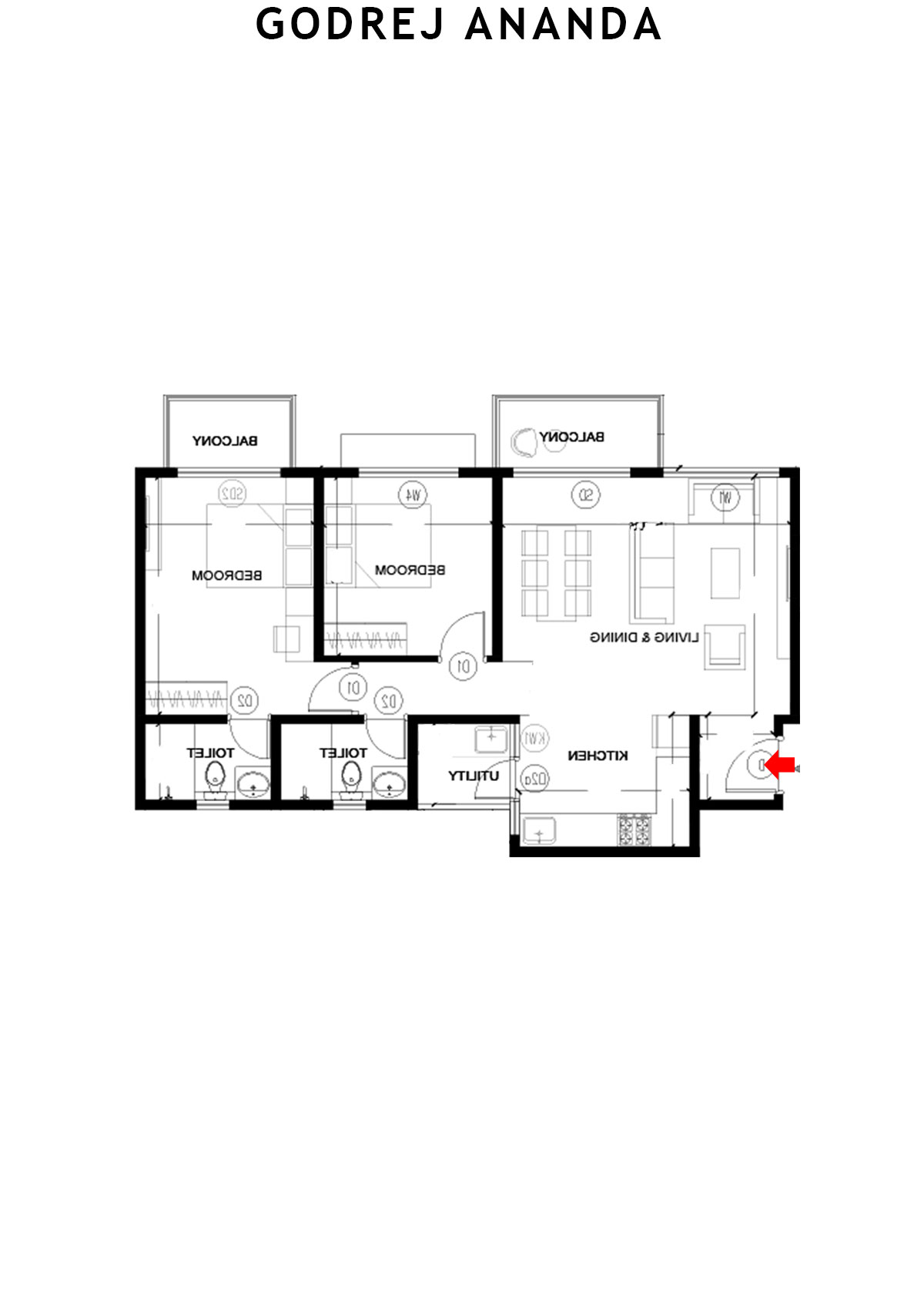 Godrej Ananda Tower 10 Unit 9 (Type 1) Floor Plan