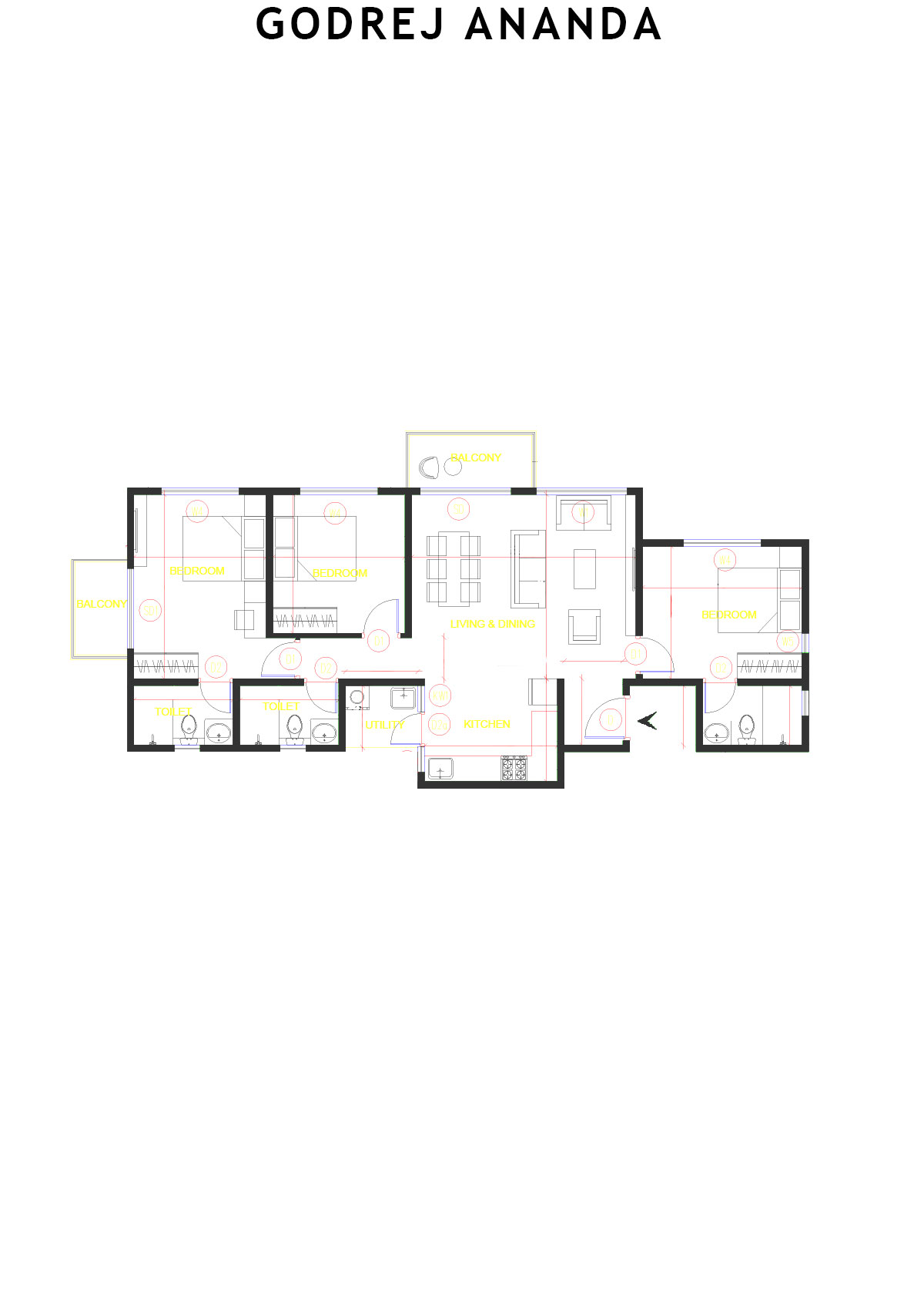Godrej Ananda Tower 11 Unit 10 (Type 1) Floor Plan