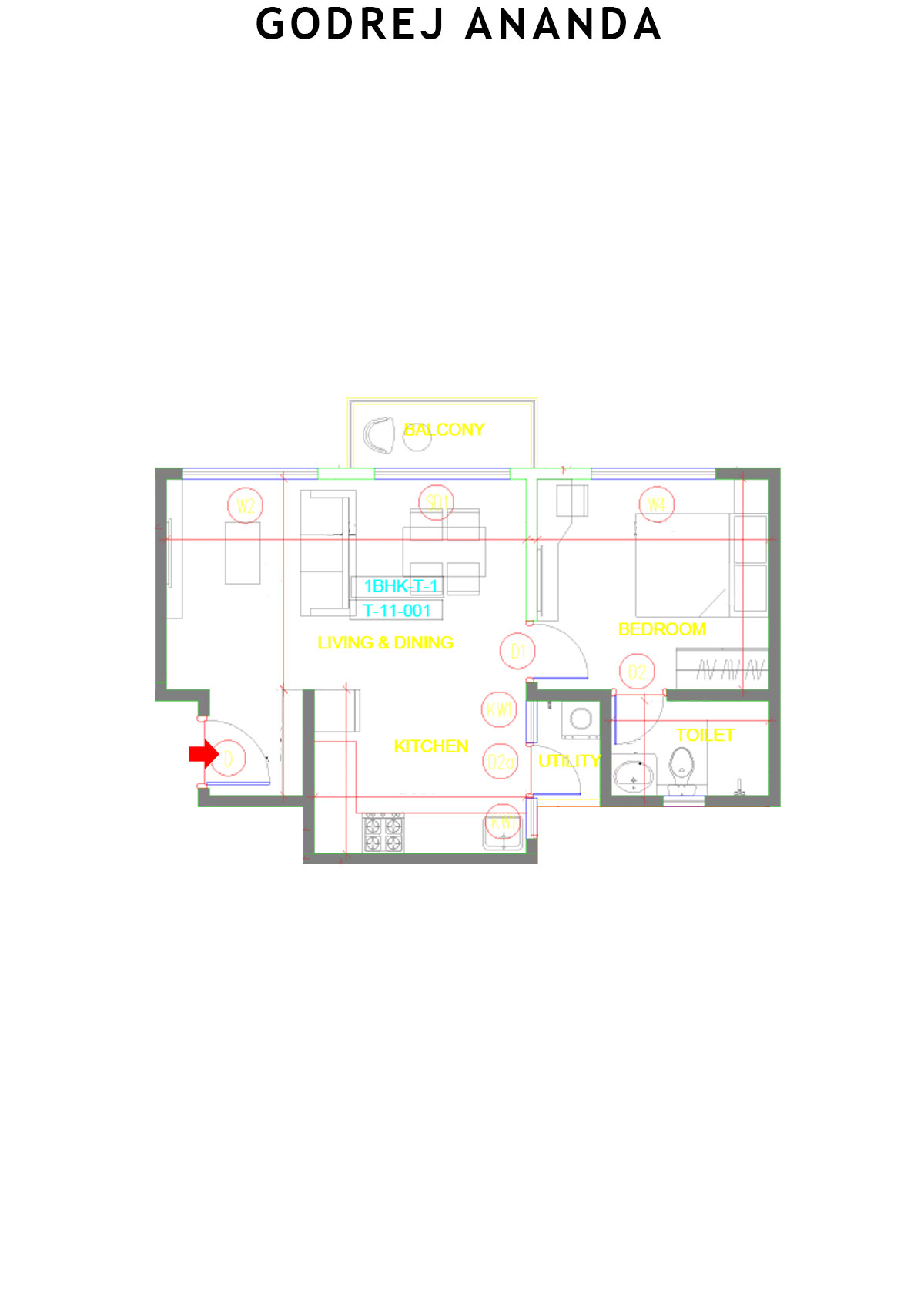 Godrej Ananda Tower 11 Unit 1 (Type 1) Floor Plan