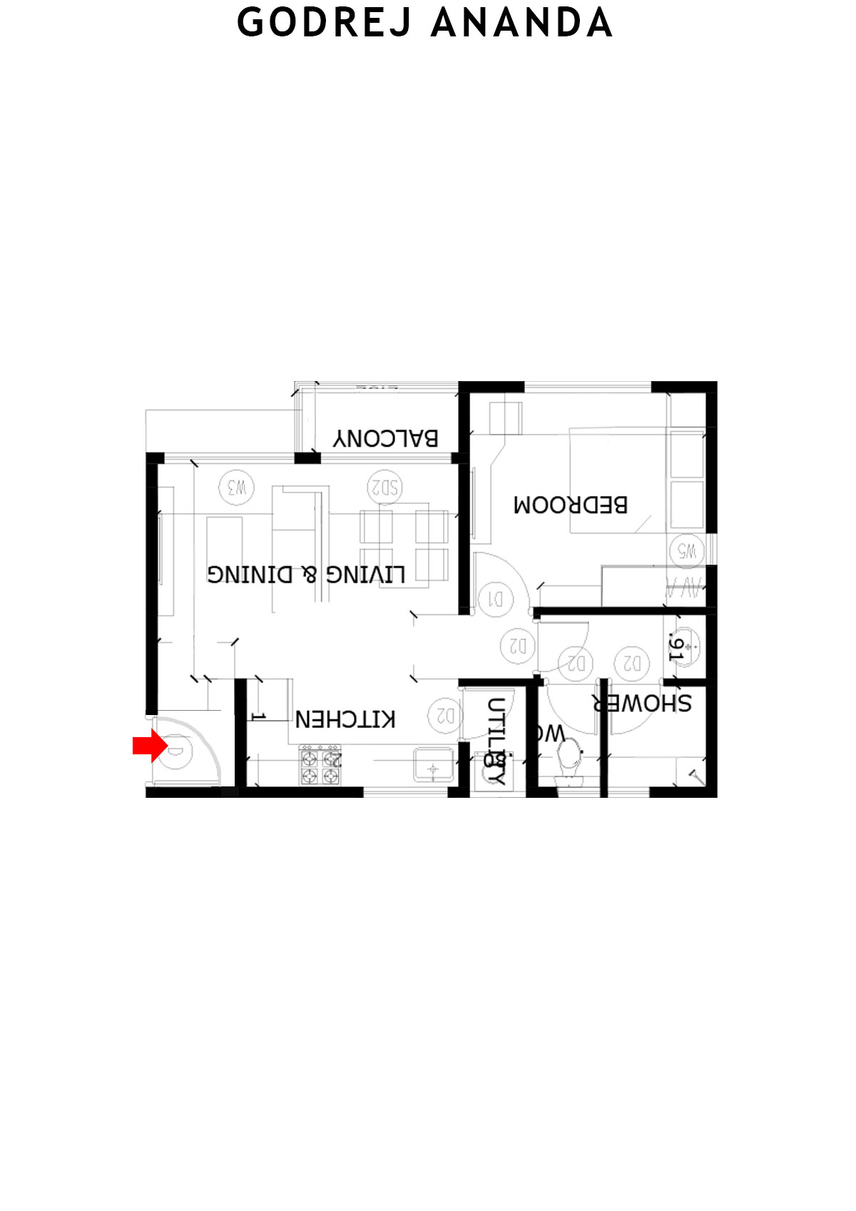 Godrej Ananda Tower 13 Unit 1 (Type 1) Floor Plan