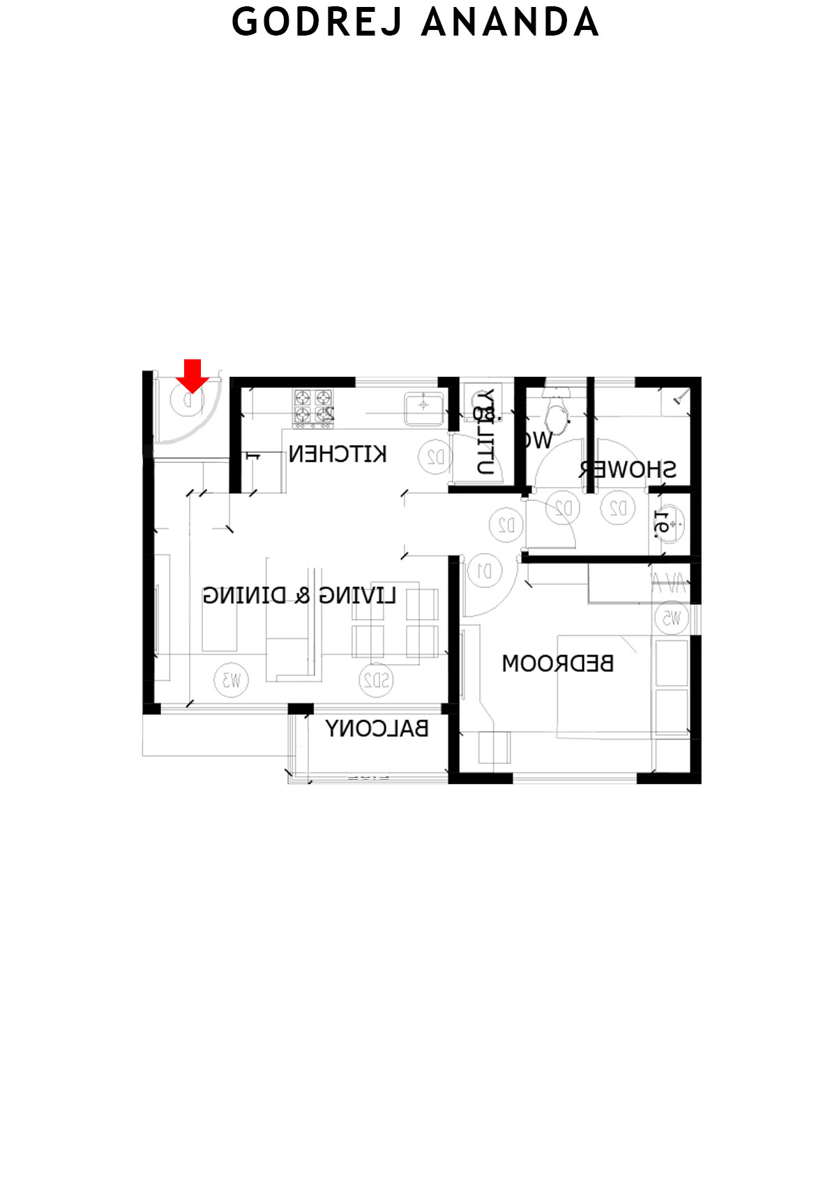 Godrej Ananda Tower 13 Unit 2 (Type 1) Floor Plan