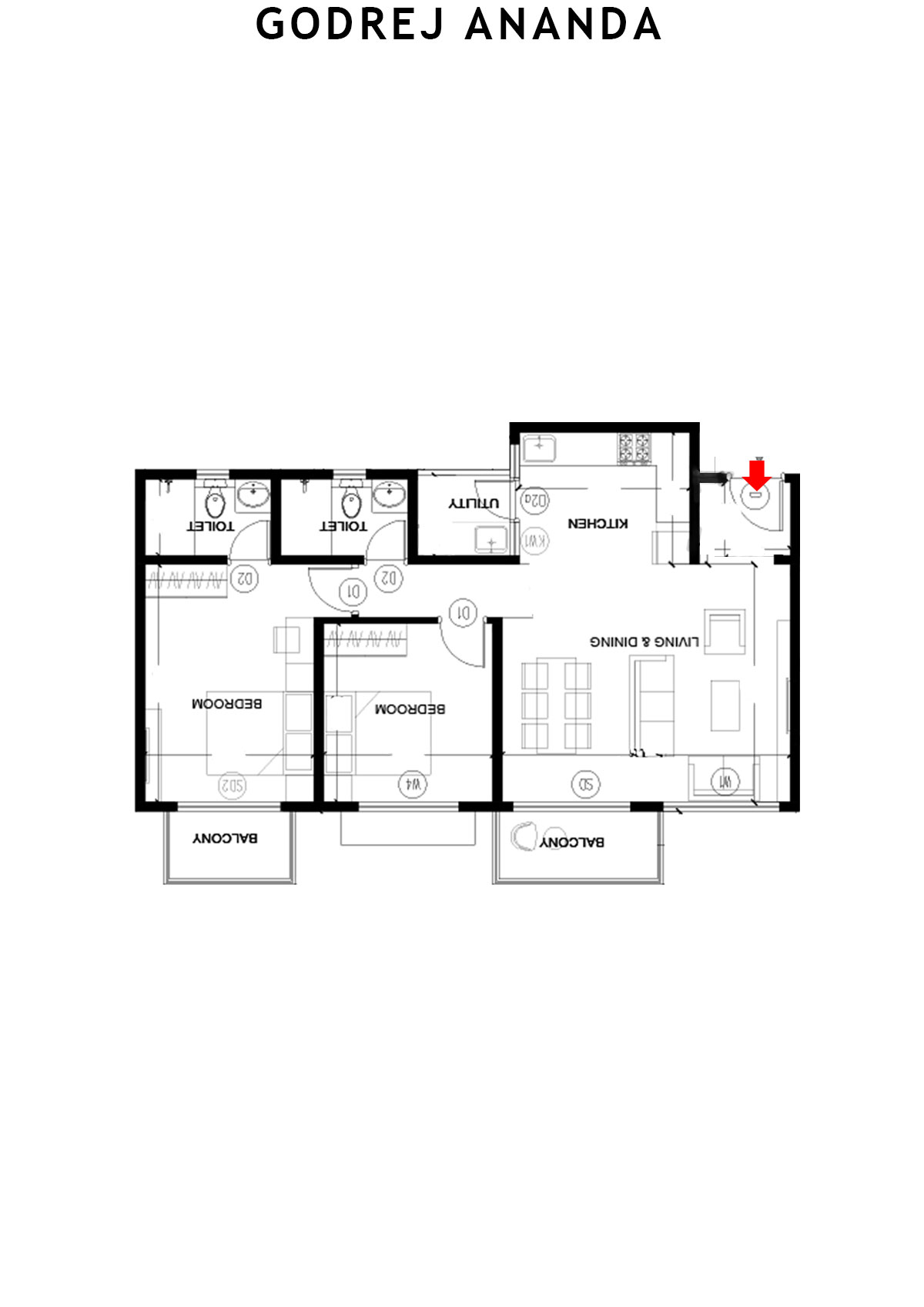 Godrej Ananda Tower 13 Unit 8 (Type 4) Floor Plan