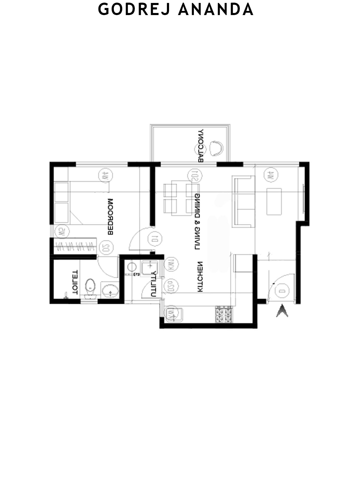 Godrej Ananda Tower 14 Unit 10 (Type 1) Floor Plan