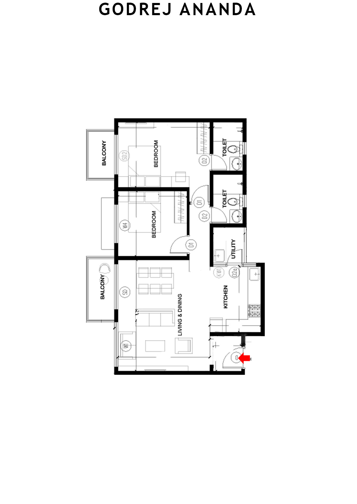 Godrej Ananda Tower 14 Unit 12 (Type 4) Floor Plan