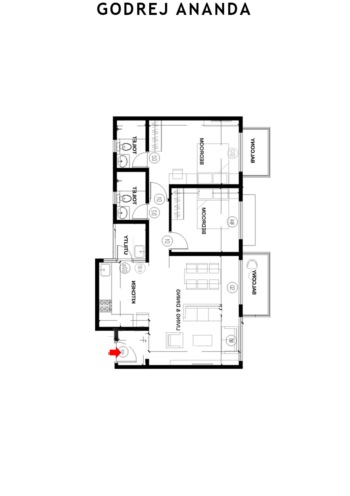 Godrej Ananda Tower 14 Unit 13 (Type 4) Floor Plan