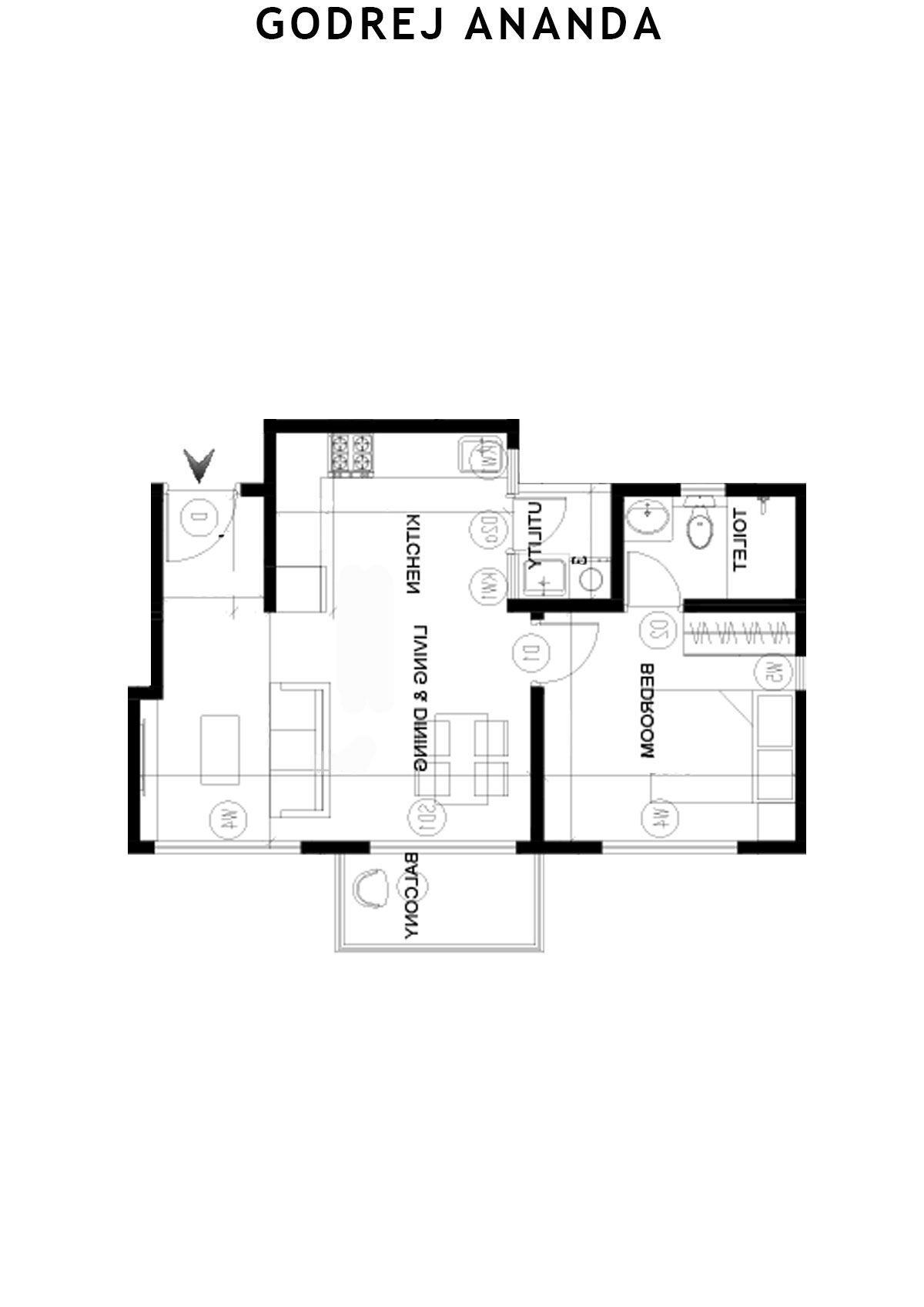 Godrej Ananda Tower 14 Unit 2 (Type 3) Floor Plan