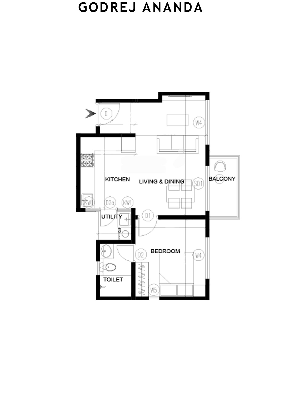 Godrej Ananda Tower 14 Unit 5 (Type 3) Floor Plan