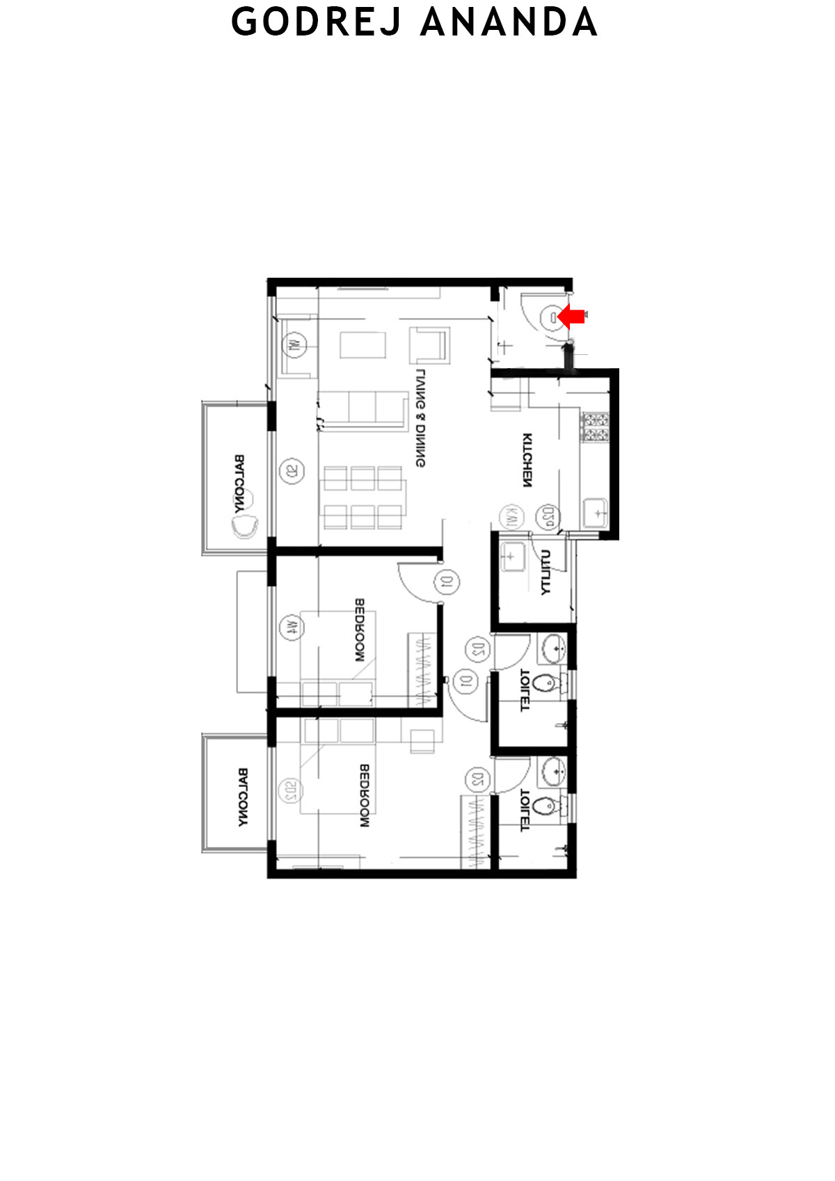 Godrej Ananda Tower 14 Unit 6 (Type 4) Floor Plan