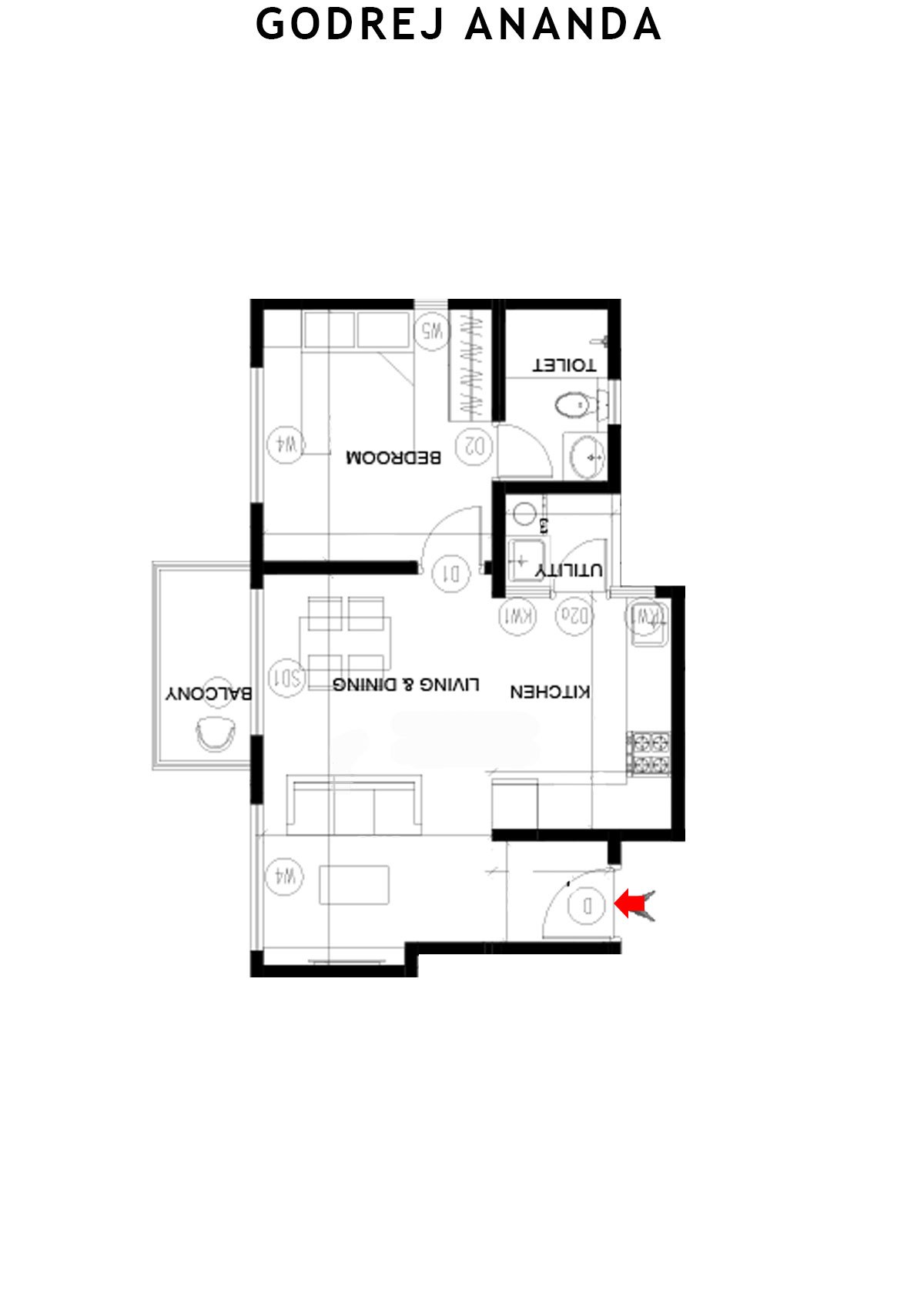 Godrej Ananda Tower 8 Unit 10 (Type 3) Floor Plan