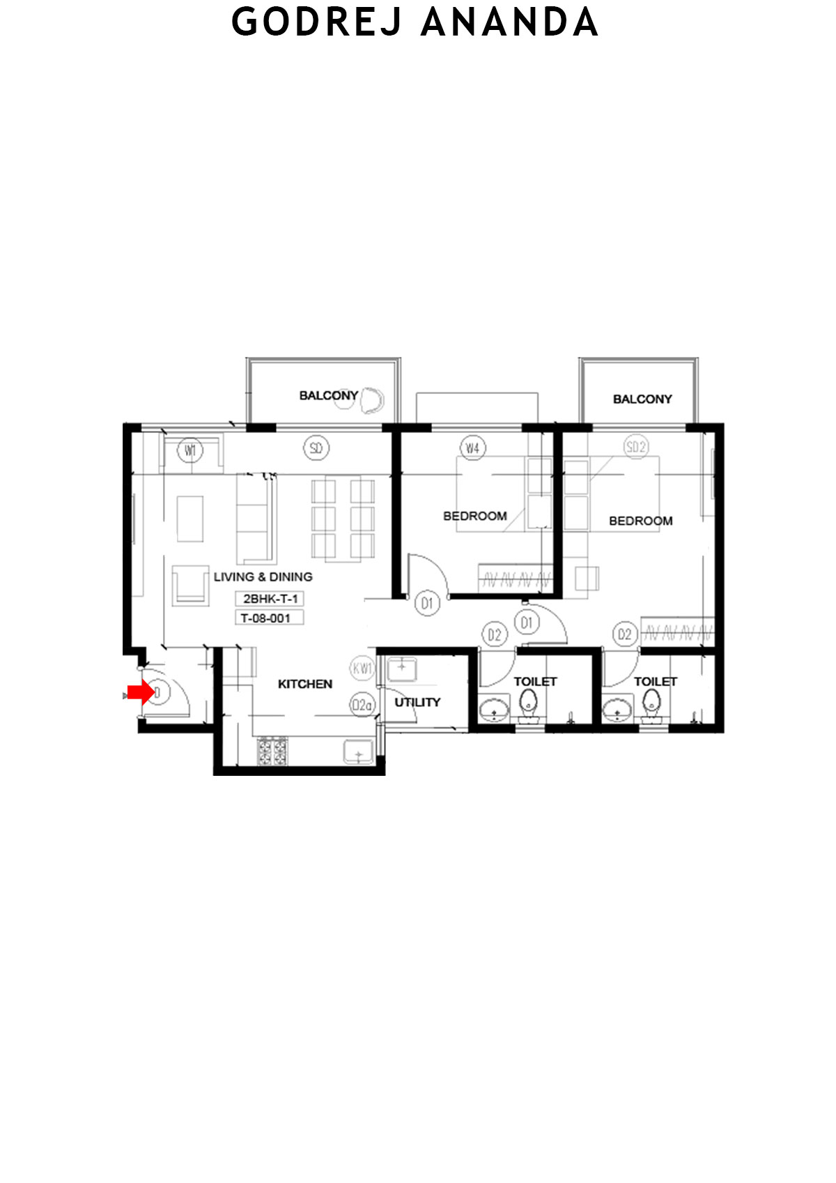 Godrej Ananda Tower 8 Unit 1 (Type 1) Floor Plan