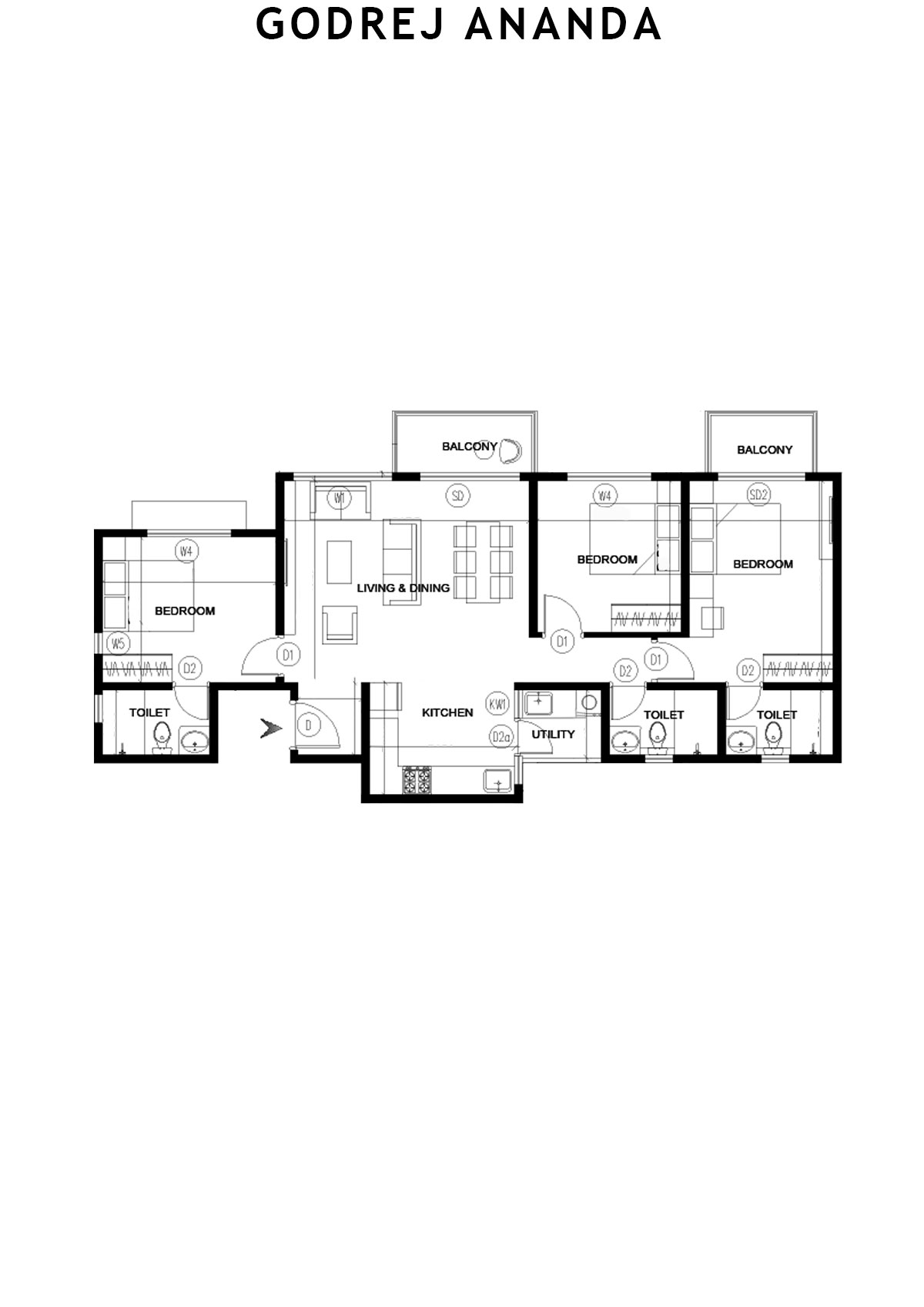 Godrej Ananda Tower 8 Unit 1 (Type 2) Floor Plan