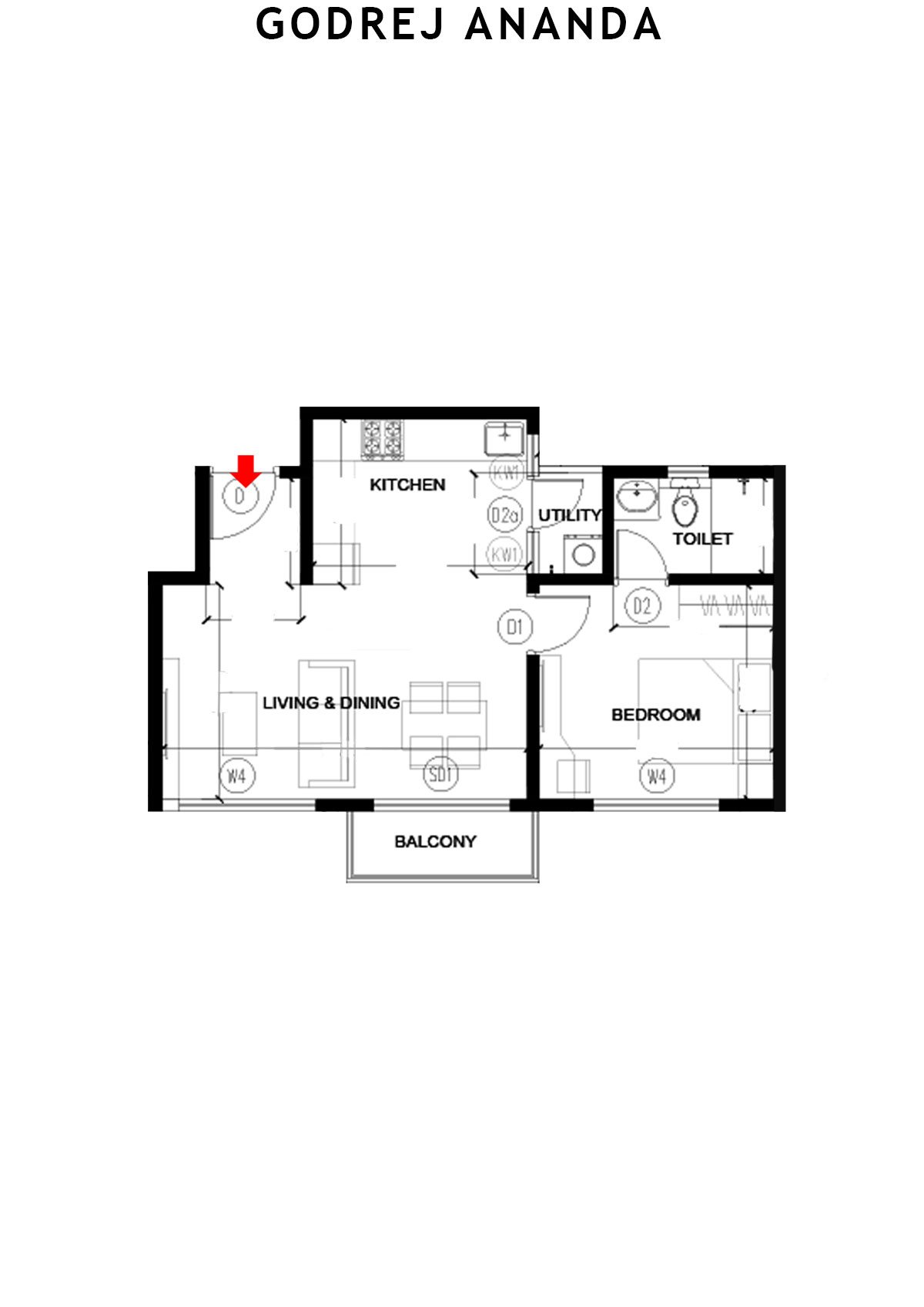 Godrej Ananda Tower 8 Unit 2 (Type 2) Floor Plan