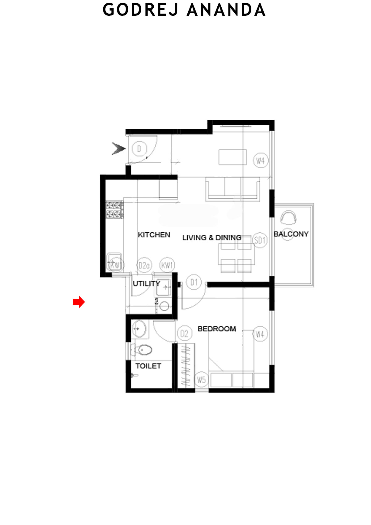 Godrej Ananda Tower 8 Unit 4 (Type 3) Floor Plan
