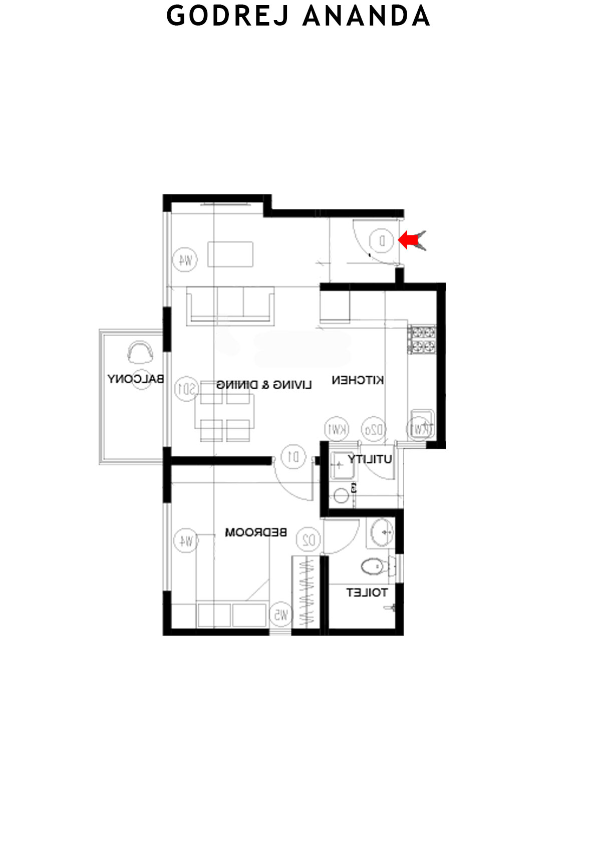 Godrej Ananda Tower 8 Unit 5 (Type 3) Floor Plan