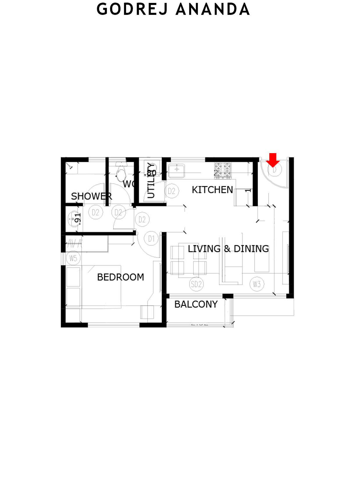 Godrej Ananda Tower 8 Unit 7 (Type 2) Floor Plan