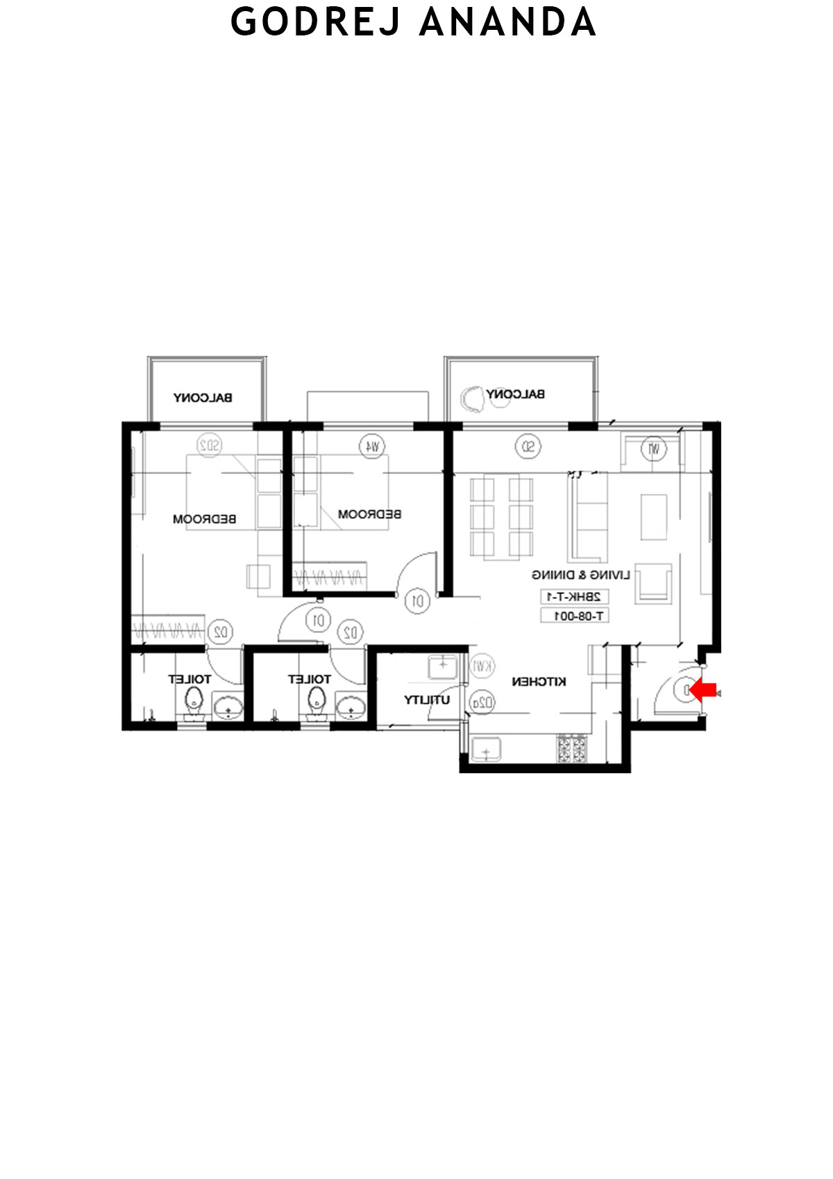 Godrej Ananda Tower 9 Unit 8 (Type 1) Floor Plan