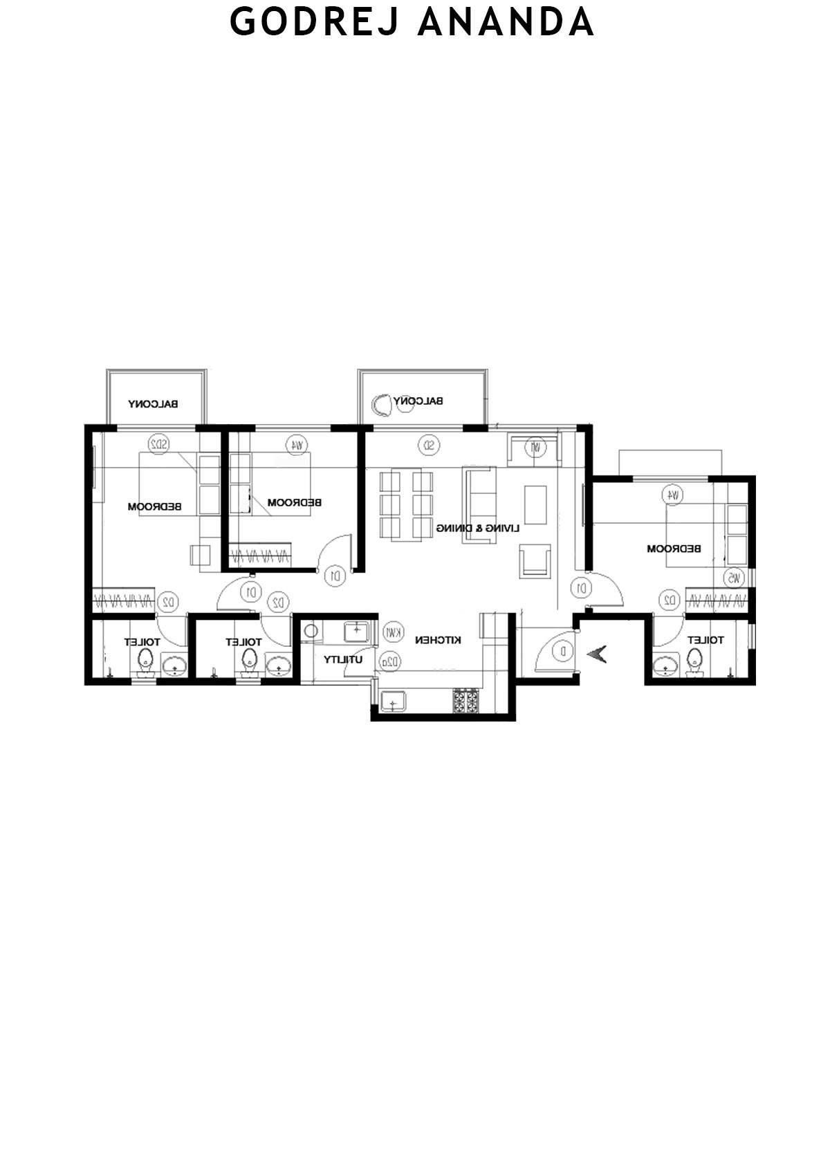 Godrej Ananda Tower 9 Unit 8 (Type 2) Floor Plan