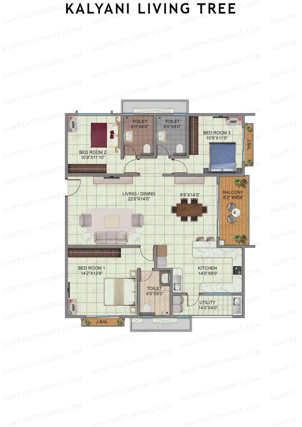 Kalyani Living Tree Ashoka Unit 3 Floor Plan