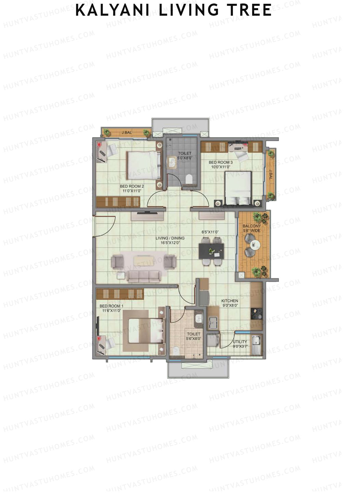 Kalyani Living Tree Mahogany Unit 1 Floor Plan