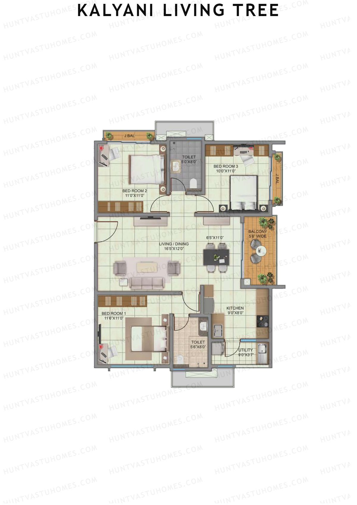Kalyani Living Tree Walnut Unit 1 Floor Plan
