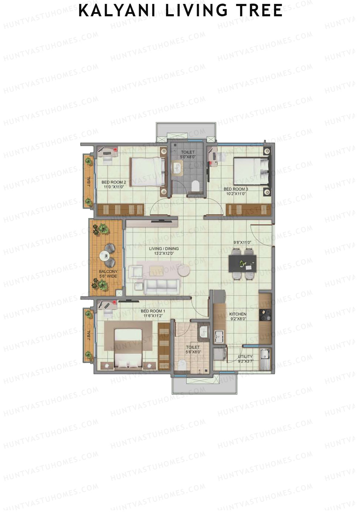 Kalyani Living Tree Walnut Unit 5 Floor Plan