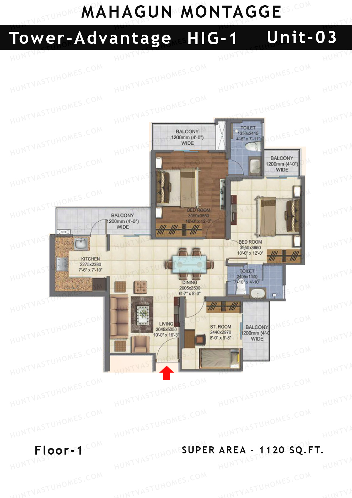 Mahagun Montagge ADVANTAGE Unit 03 HIG I Floor Plan