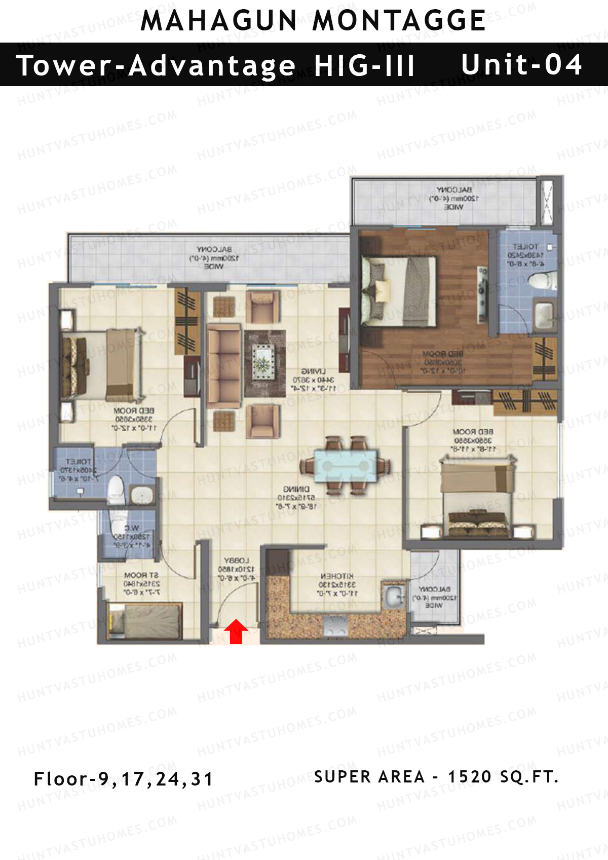 Mahagun Montagge ADVANTAGE Unit 04 HIG III Floor Plan