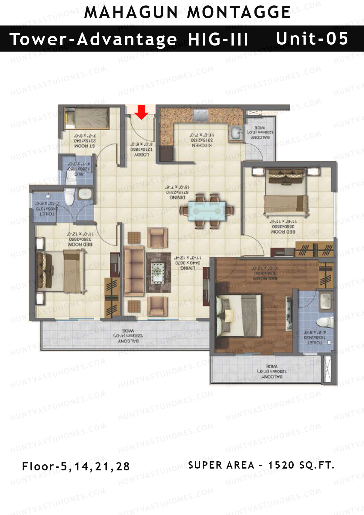 Mahagun Montagge ADVANTAGE Unit 05 HIG III Floor Plan