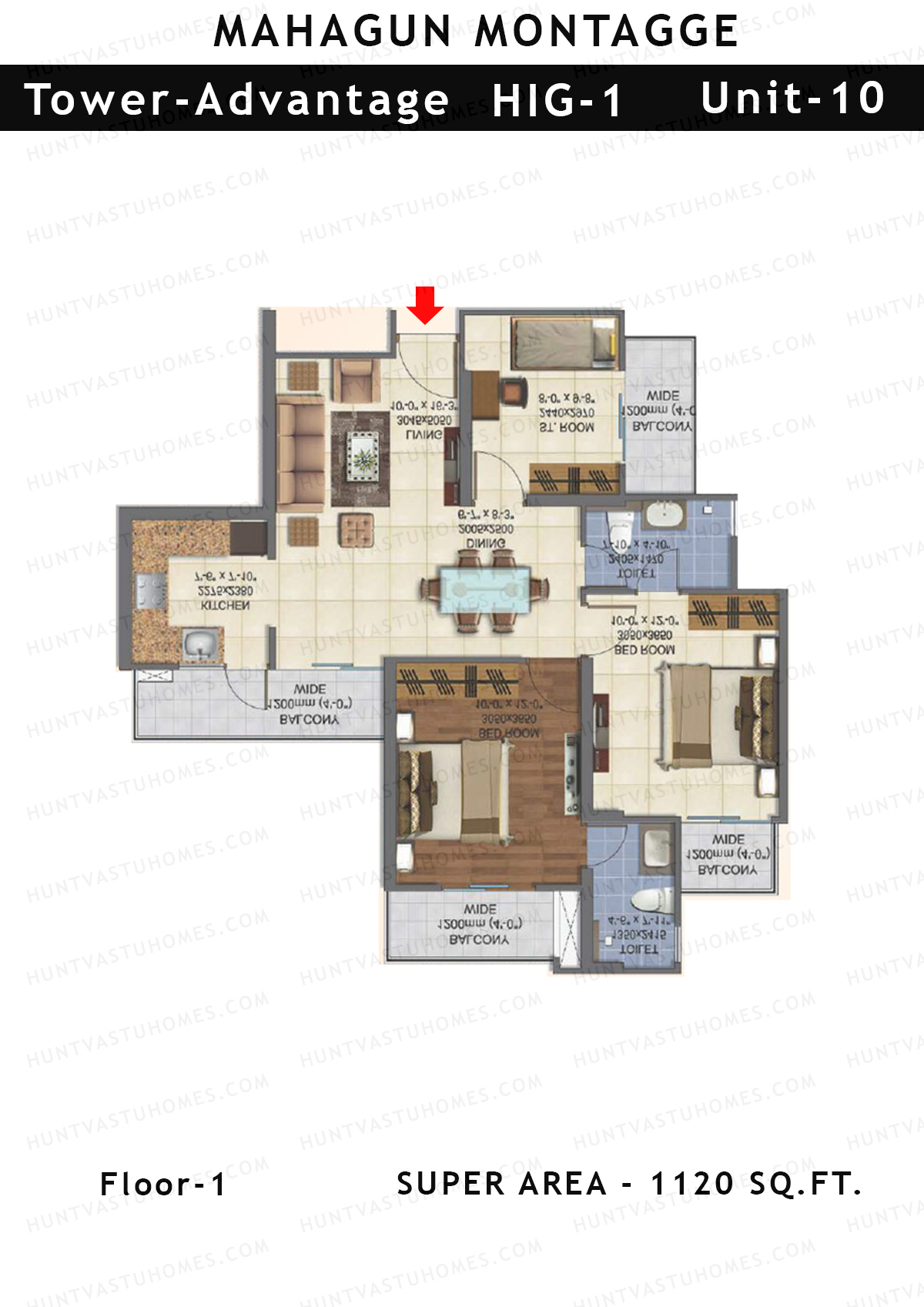Mahagun Montagge ADVANTAGE Unit 10 HIG I Floor Plan