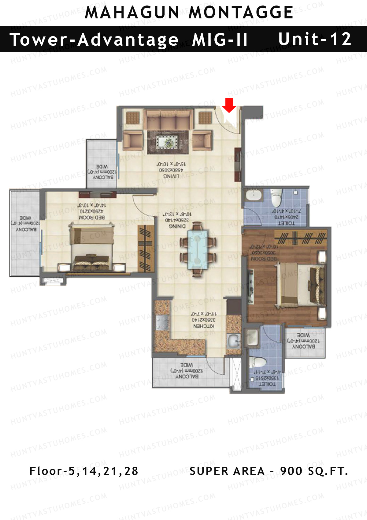 Mahagun Montagge ADVANTAGE Unit 12 MIG II Floor Plan
