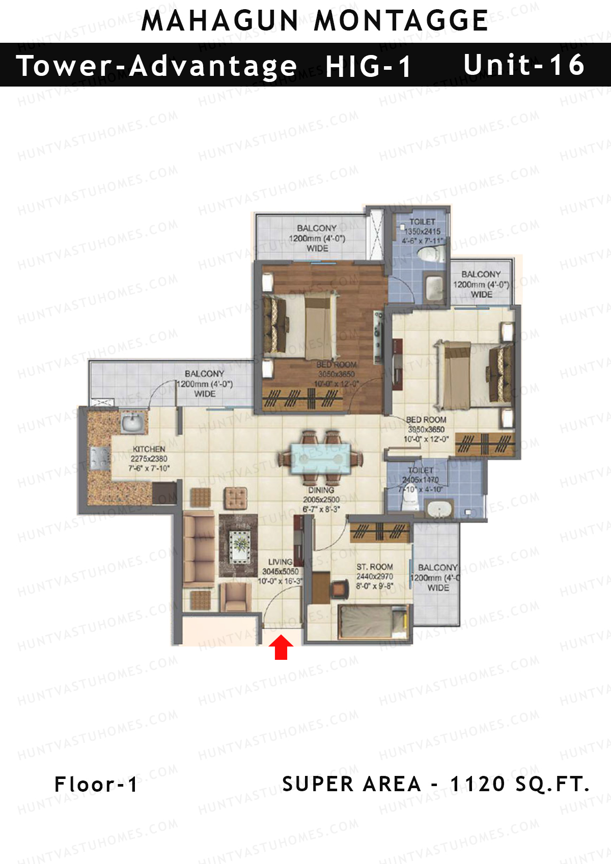 Mahagun Montagge ADVANTAGE Unit 16 HIG I Floor Plan