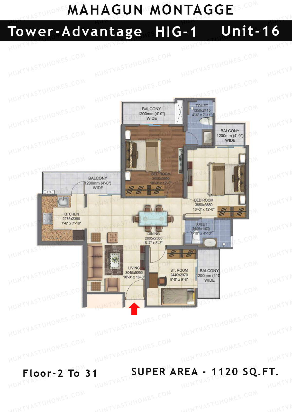 Mahagun Montagge ADVANTAGE Unit 16 HIG I Floor Plan