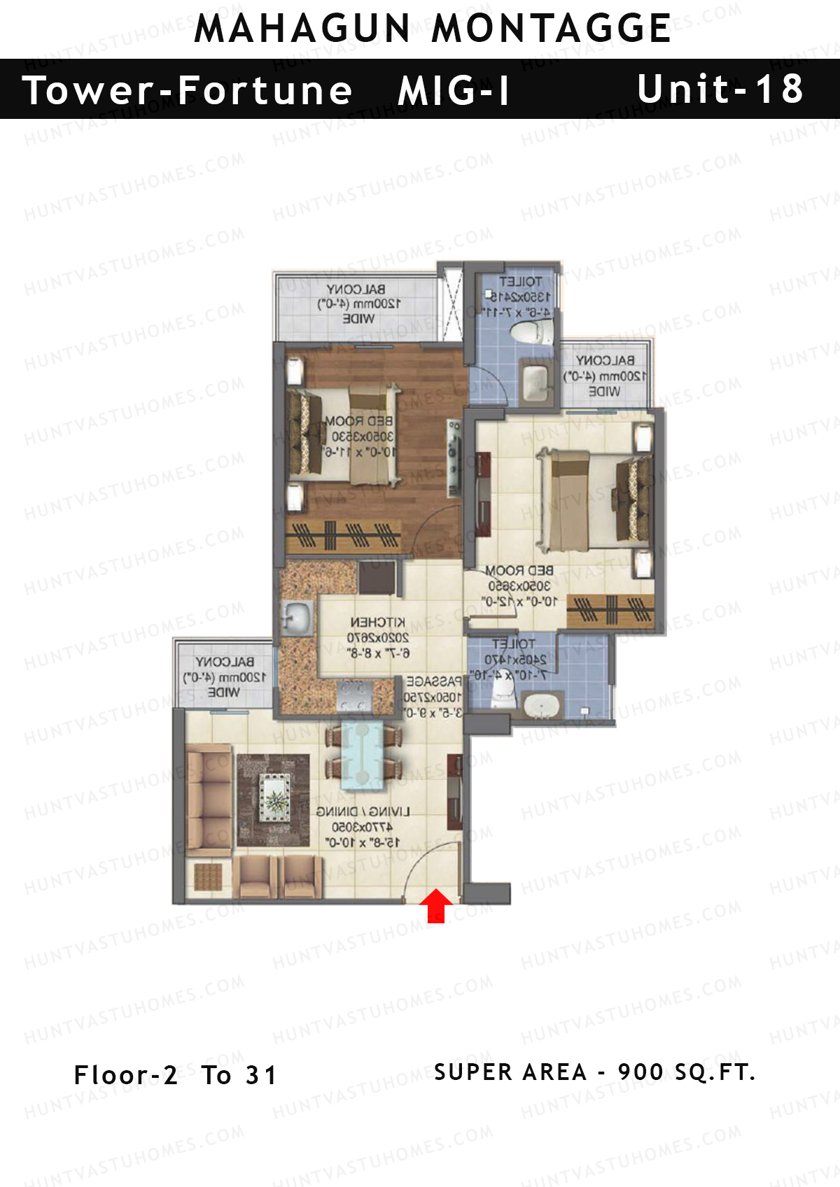 Mahagun Montagge FORTUNE Unit 22 MIG II Floor Plan