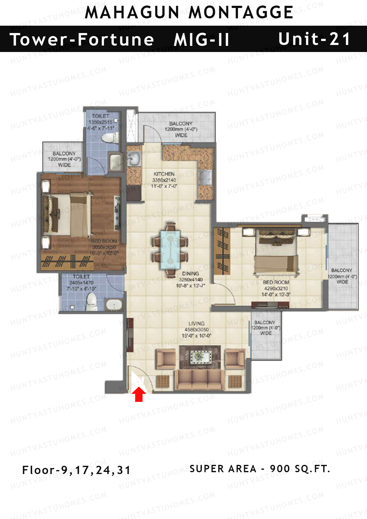 Mahagun Montagge FORTUNE Unit 21 MIG II Floor Plan