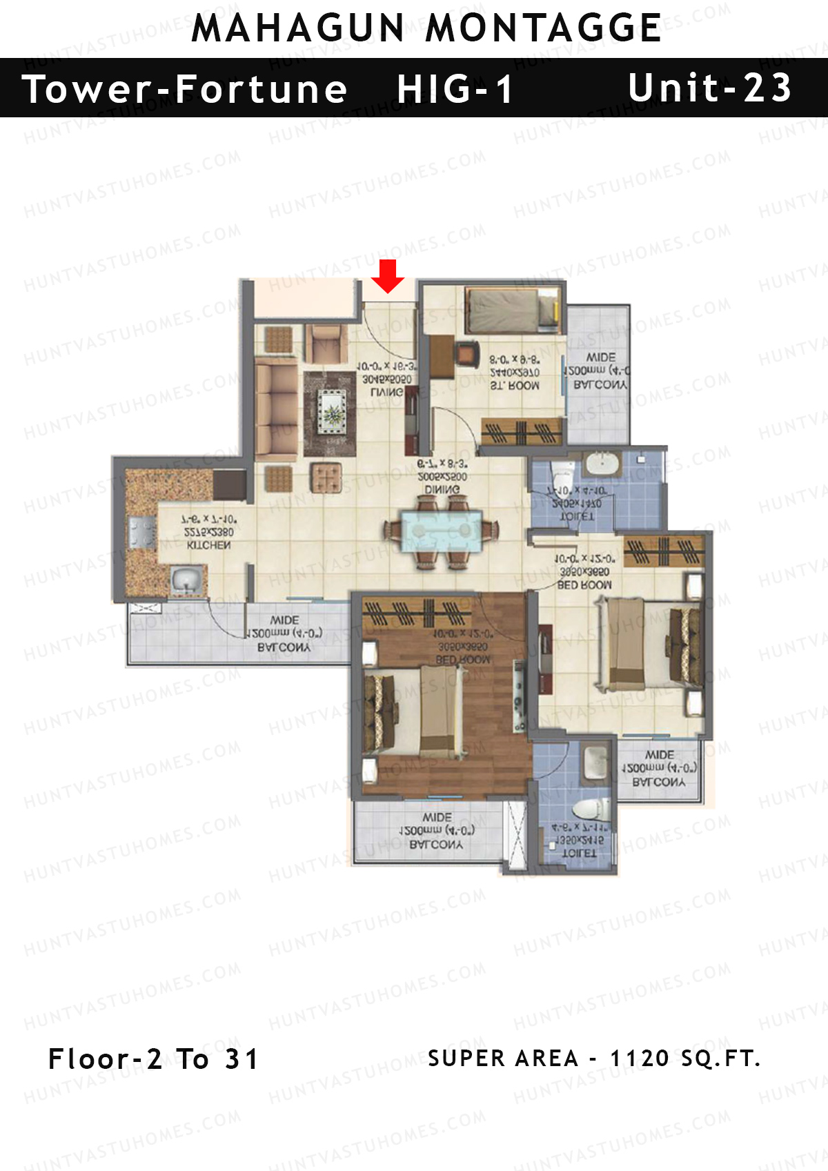 Mahagun Montagge FORTUNE Unit 23 HIG I Floor Plan