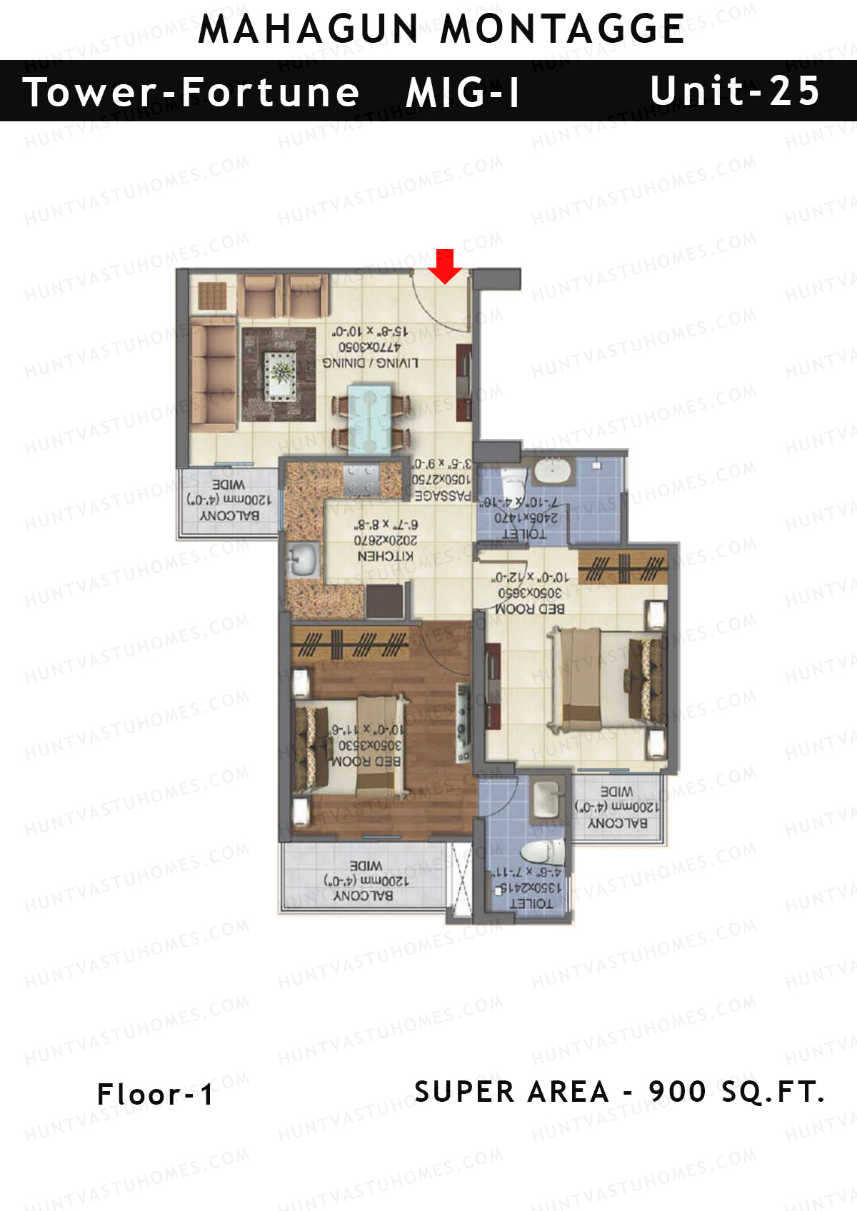 Mahagun Montagge FORTUNE Unit 25 MIG I Floor Plan