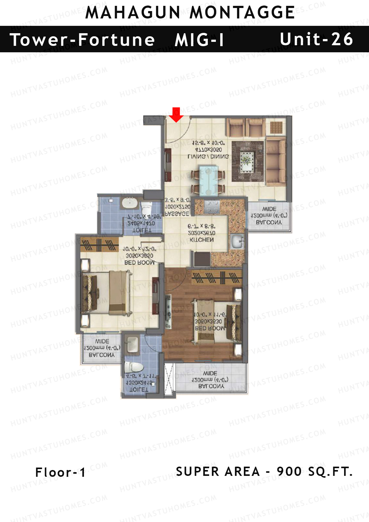 Mahagun Montagge FORTUNE Unit 26 MIG I Floor Plan