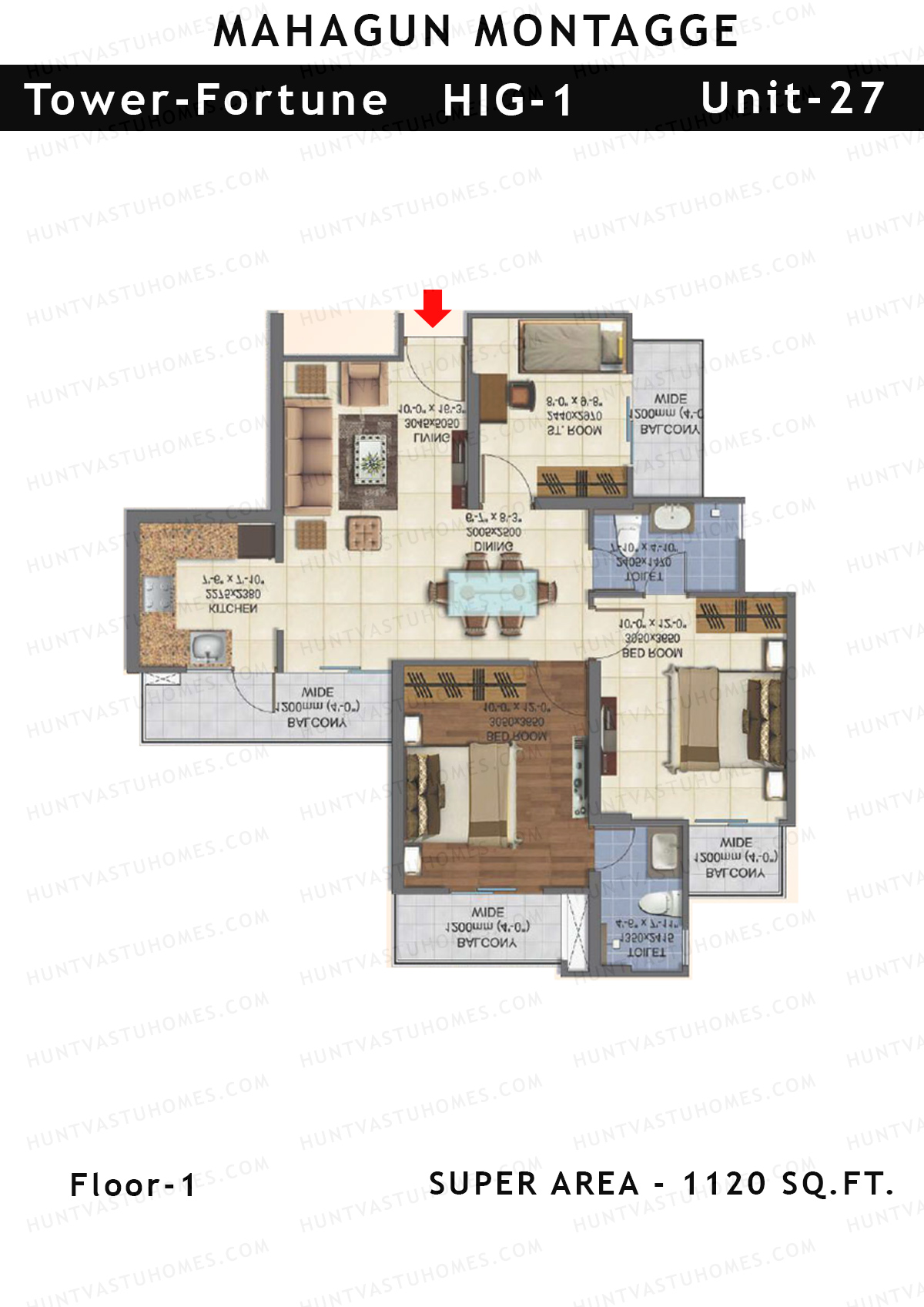 Mahagun Montagge FORTUNE Unit 27 HIG I Floor Plan