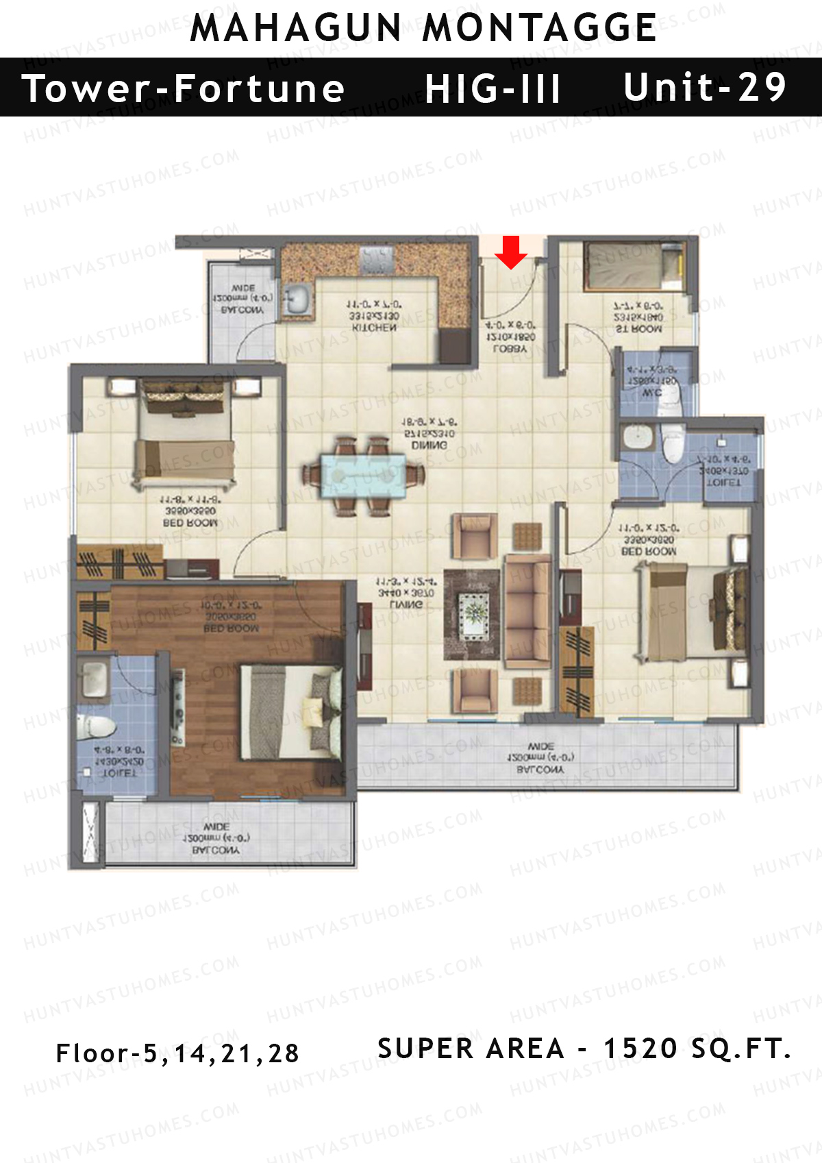 Mahagun Montagge FORTUNE Unit 29 HIG III Floor Plan