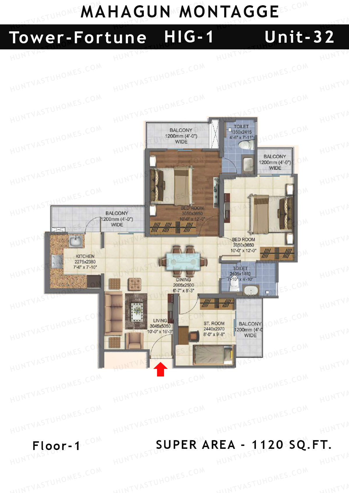 Mahagun Montagge FORTUNE Unit 32 HIG I Floor Plan